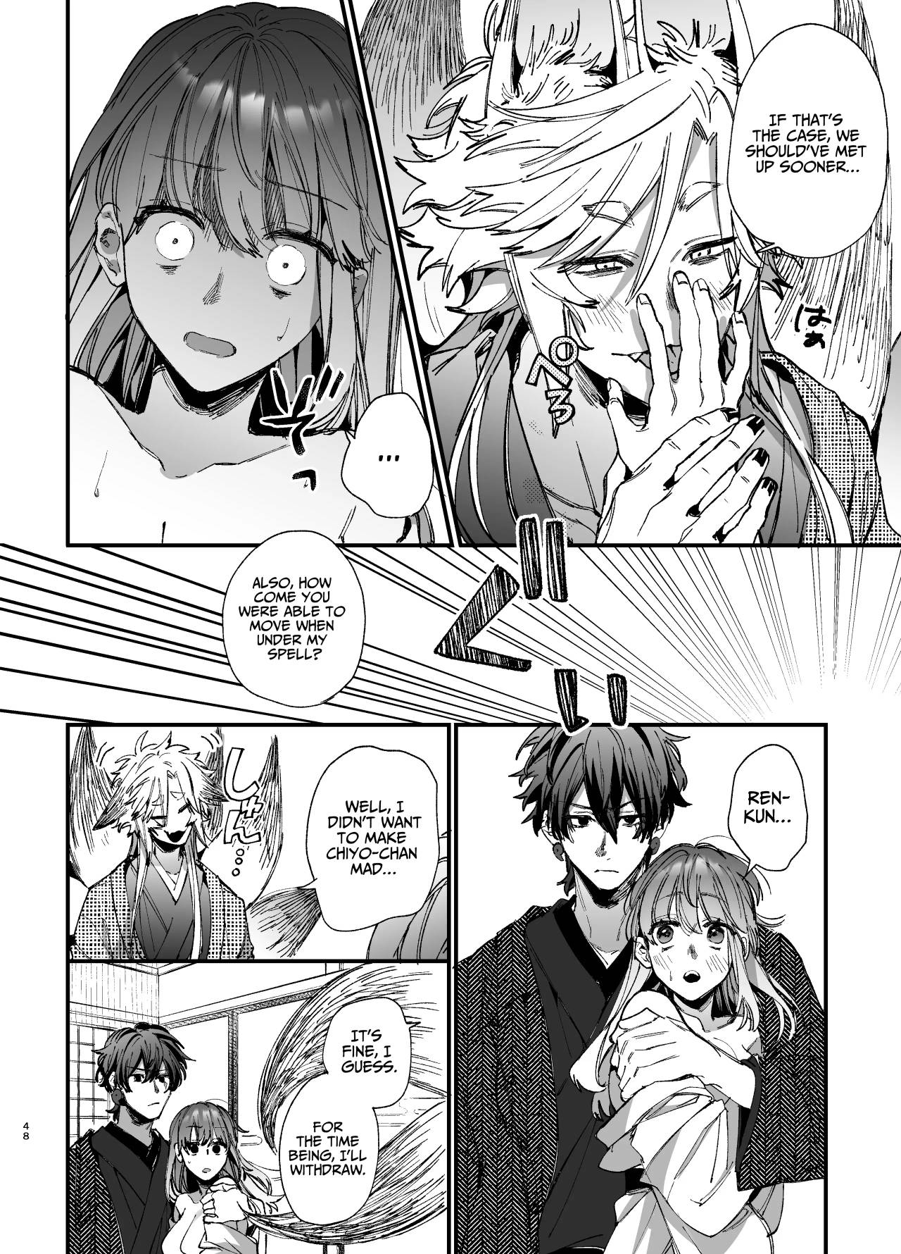 [Umenegi Daimyoujin (Umekoppe)]Saikyou Himokuzu Haraiya Ren-kun ni Dakitsubusareru made 2 | Until the Trashiest Boy Toy Exorcist Ren-kun Crushes Me in His Embrace 2[English] Page 48
