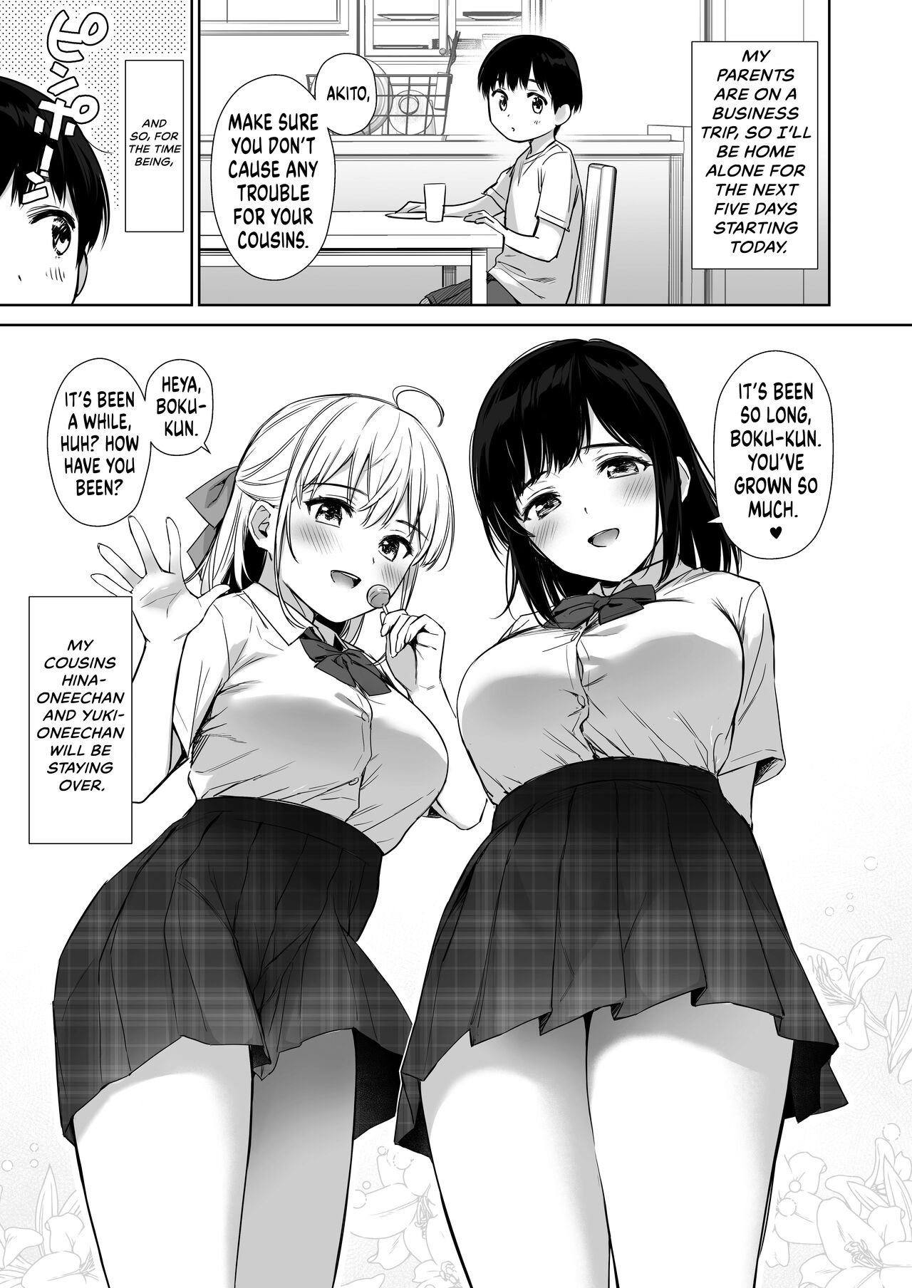 [Amakuchi Syoujo (Umakuchi Syouyu)]Naisho no Hajimete ~Suunenburi ni Atta Shinseki no Bijin JK Shimai ni Ecchi no Tehodoki Sarechaimasu~[English] {RedLantern} [Digital] Page 5