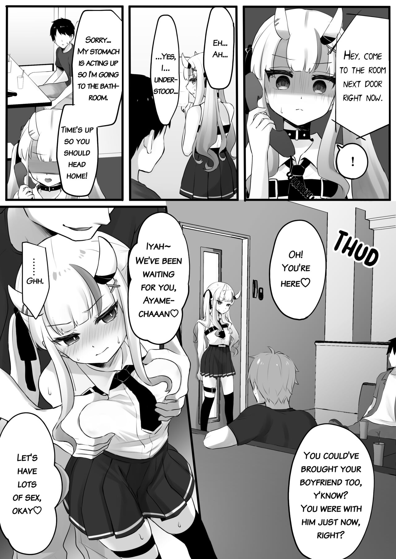 [こけもも]Karaoke with Ayame【NTR】(百鬼あやめ) [英語] Page 4
