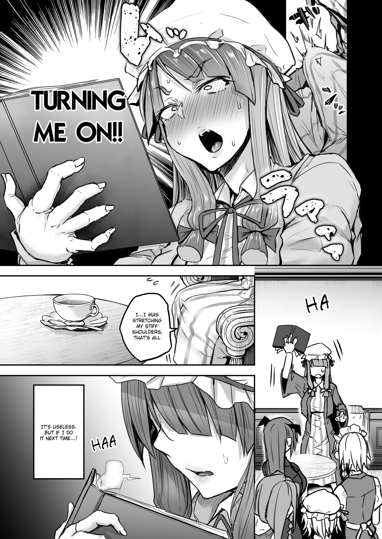 [Yatsuki Hiyori]Futanari Daitoshokan ga Gihindai de Onaru Hanashi(Touhou Project) [English] [Digital] Page 4