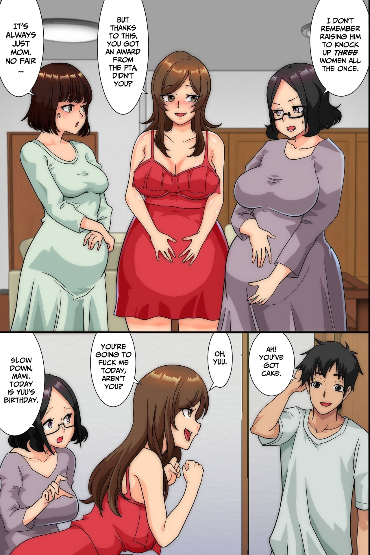 [MC]Ninshin wa Kinshin de to iu Hou ga Dekita node, Haha to Imouto to Oba ga Mainichi Ore no Chinpo o Neratte Kuru[English] Page 46