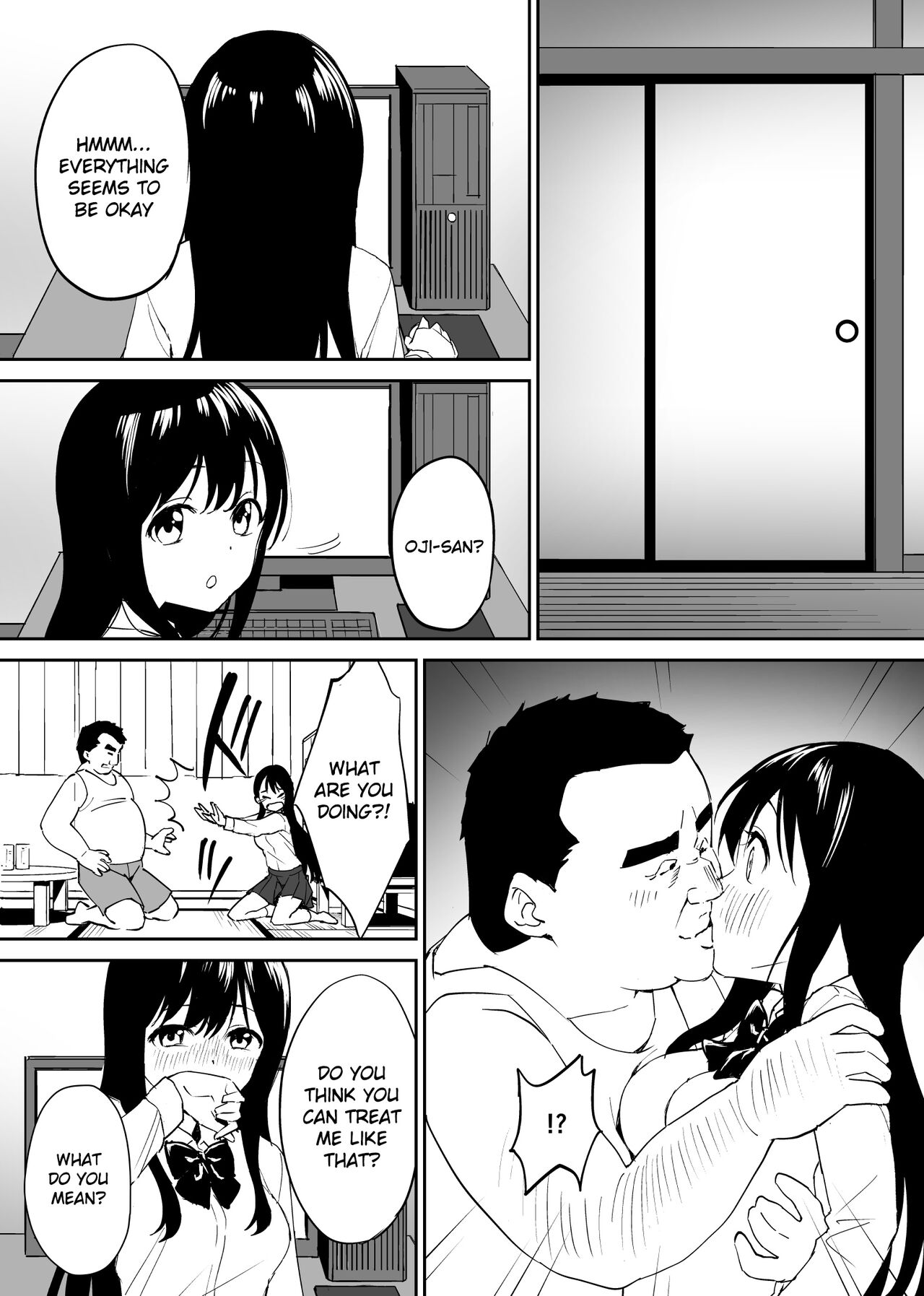 [Honey Maple]A disgusting unemployed old man (Me) was pleased when he irresponsibly creampied a beautiful JK girl's virgin pussy.[English] [Gagak_Ireng] Page 15