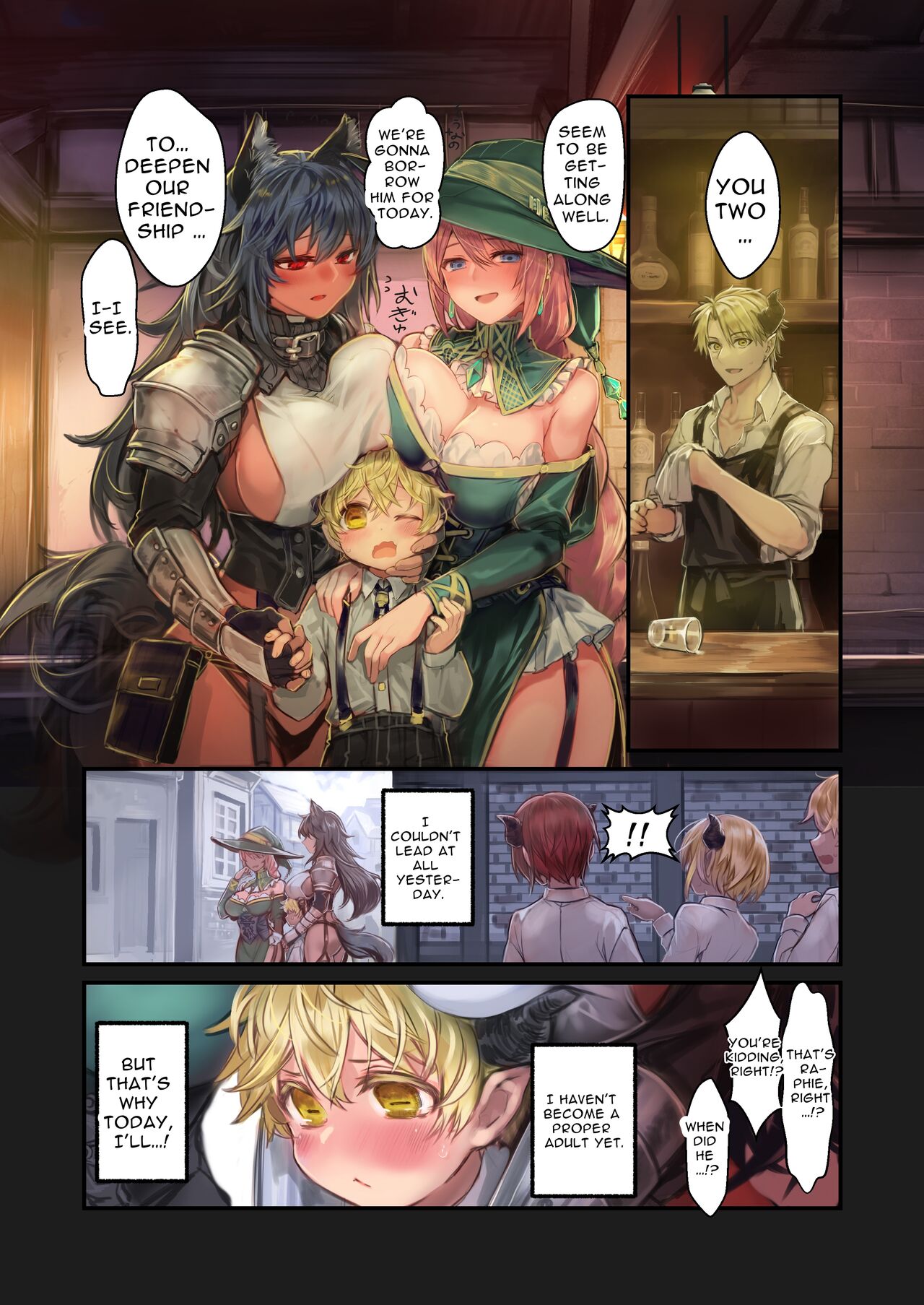 [Kanyou Shoujo (Komota)]MILK -Shota Inma ga Onee-san-tachi ni Hasamareru Banashi- | MILK -A story About An Incubus Being Fondled By Two Onee-sans-[English] Page 49
