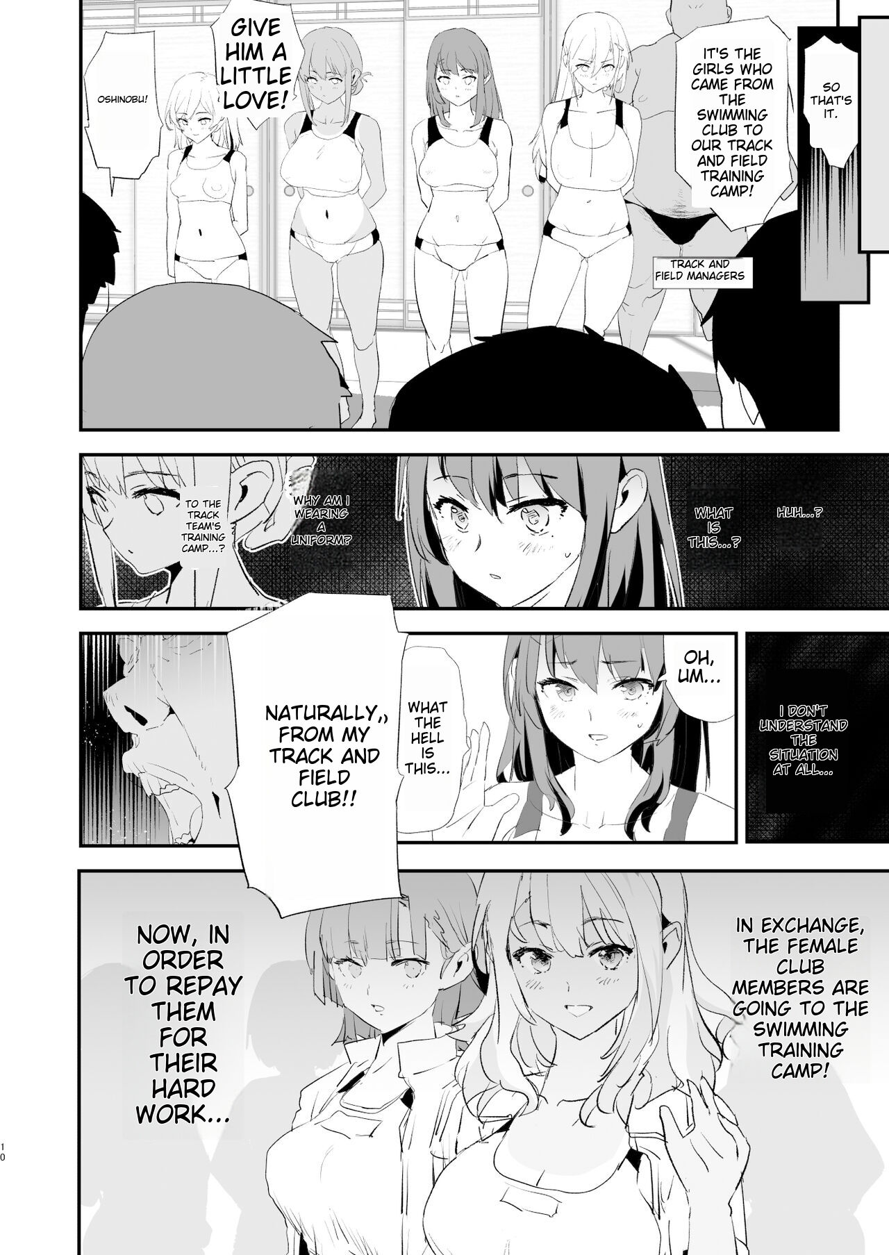 [Yami ni Ugomeku (Dokurosan)]Watashi-tachi no Onaho Koukan Gasshuku Ichinichime to Futsukame!  | Our exchange cocksleeve camp! First day! + Second Day![English] [Digital] Page 10