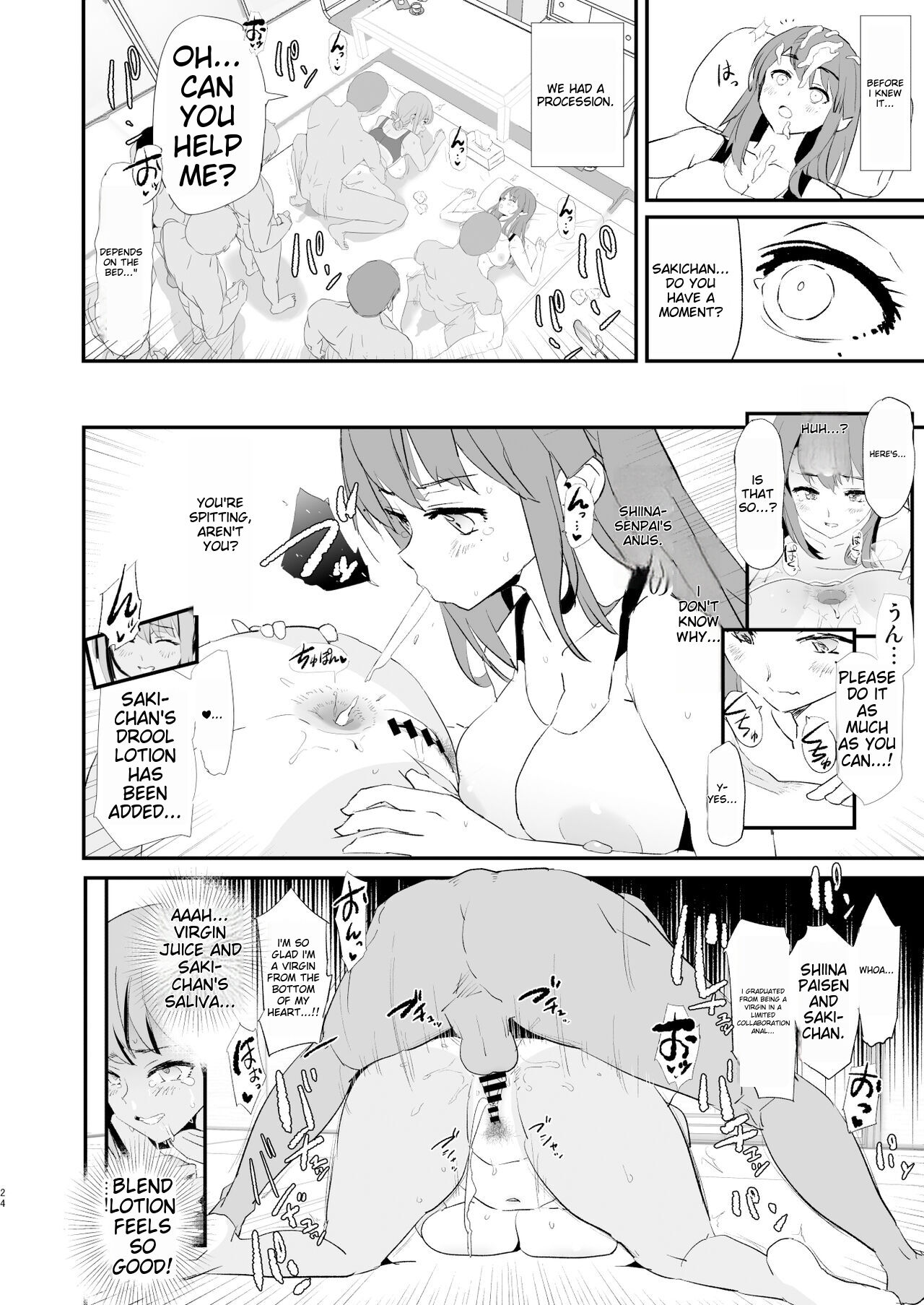 [Yami ni Ugomeku (Dokurosan)]Watashi-tachi no Onaho Koukan Gasshuku Ichinichime to Futsukame!  | Our exchange cocksleeve camp! First day! + Second Day![English] [Digital] Page 24