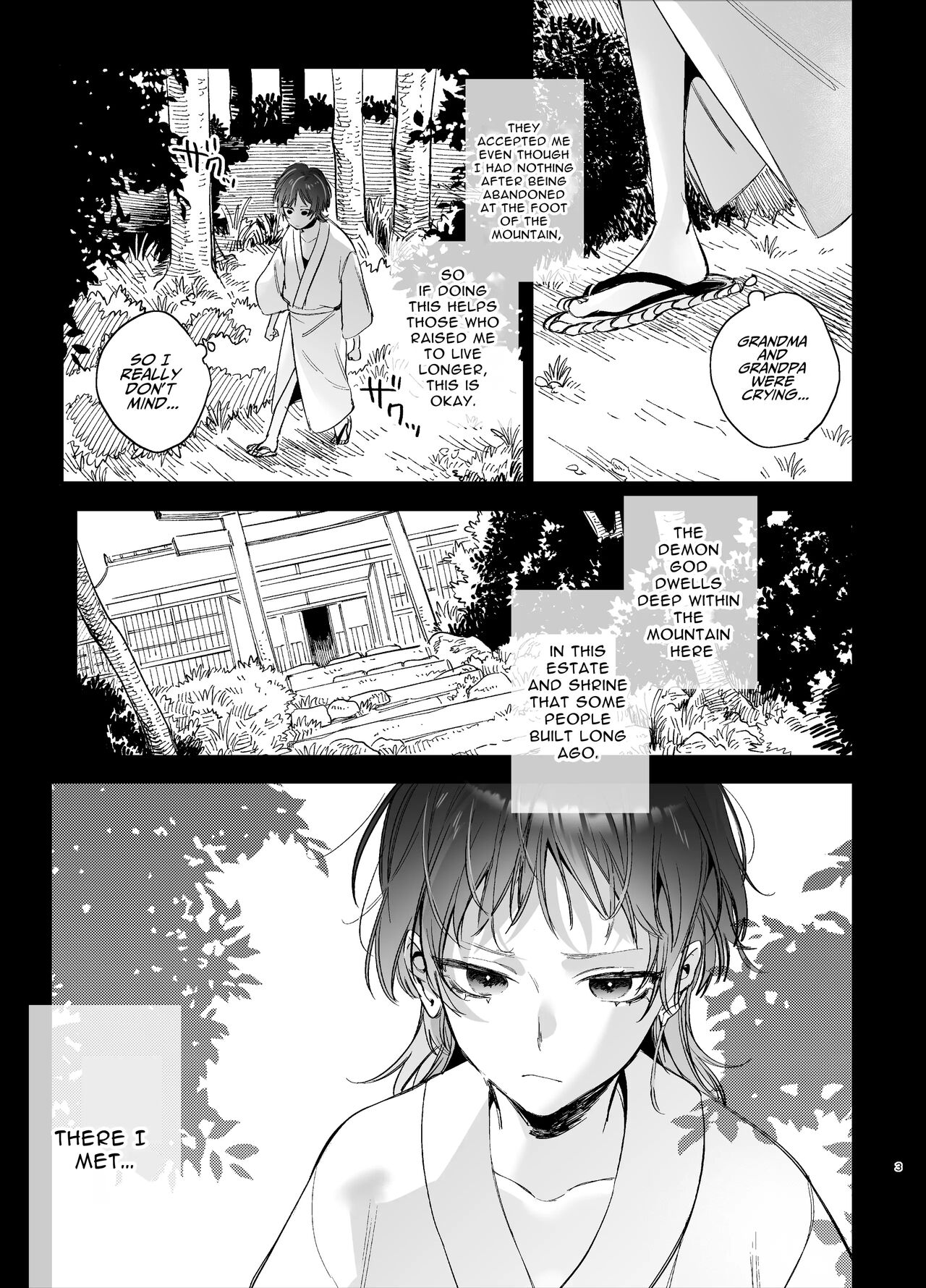 [Umenegi Daimyoujin (Umekoppe)]Ikenie Onna Wa Kodokuna Kijin Sama Ni Ban Kōbi De To Sareru | The Sacrificial Maiden Corrupted by Coupling With an Oni[English] Page 4