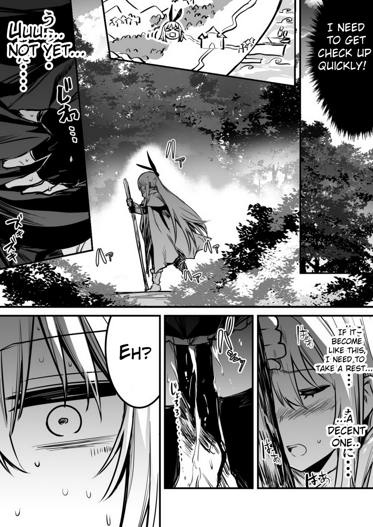 [Lefthand]Furtuneteller-chan who worry about Adventure-chan's unusual symptom and take a look at it and Adventure-chan who unknowingly got knock up and  give birth to demi-human child in distant land[CT][English] Page 7