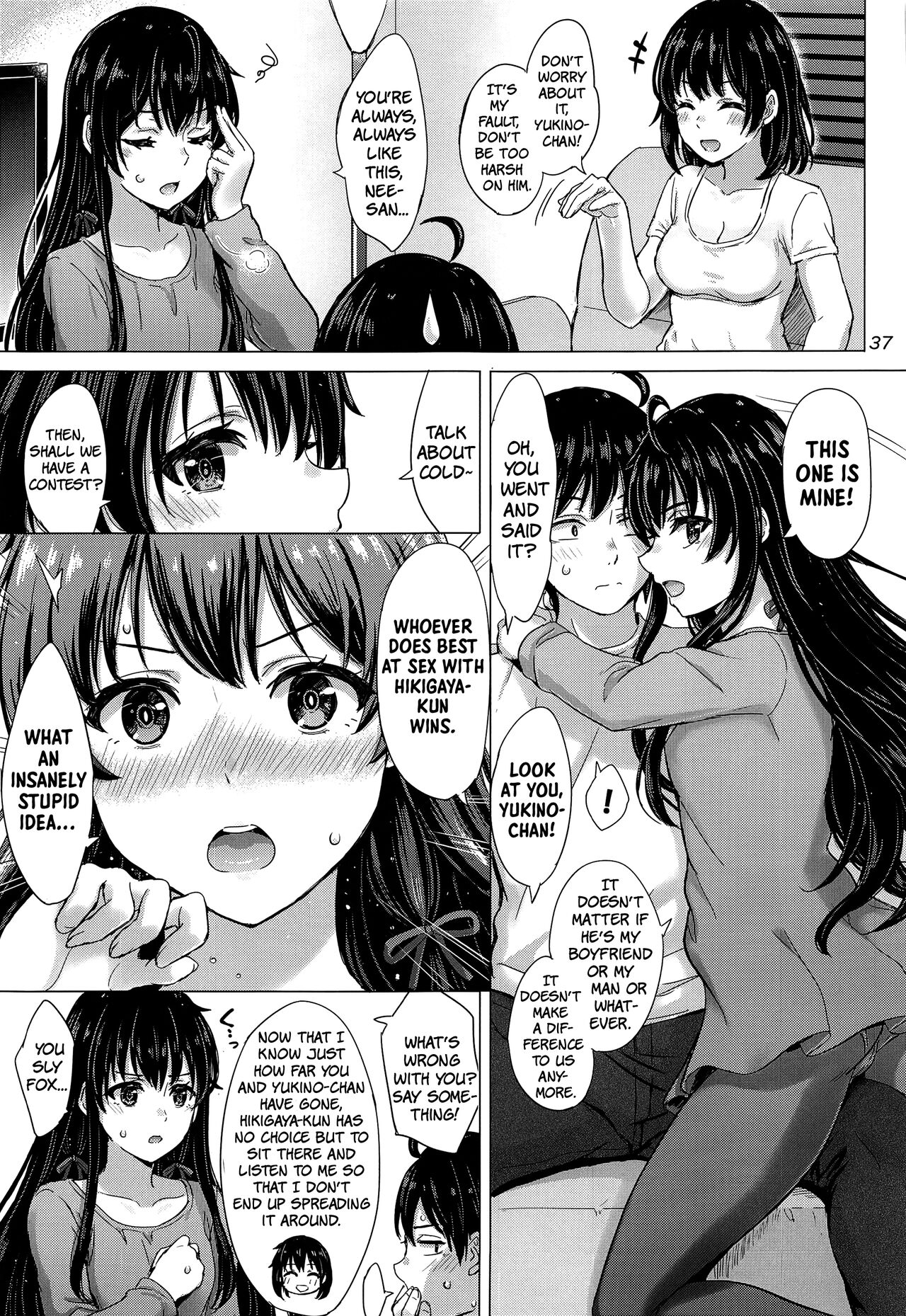 (C101) [studio A (Inanaki Shiki)]Yukinoshita Shimai to Iyarashii Futari no Himegoto. | The Naughty Secrets of the Yukinoshita Sisters.(Yahari Ore no Seishun Love Come wa Machigatteiru.) (English) (The People With No Name) Page 36