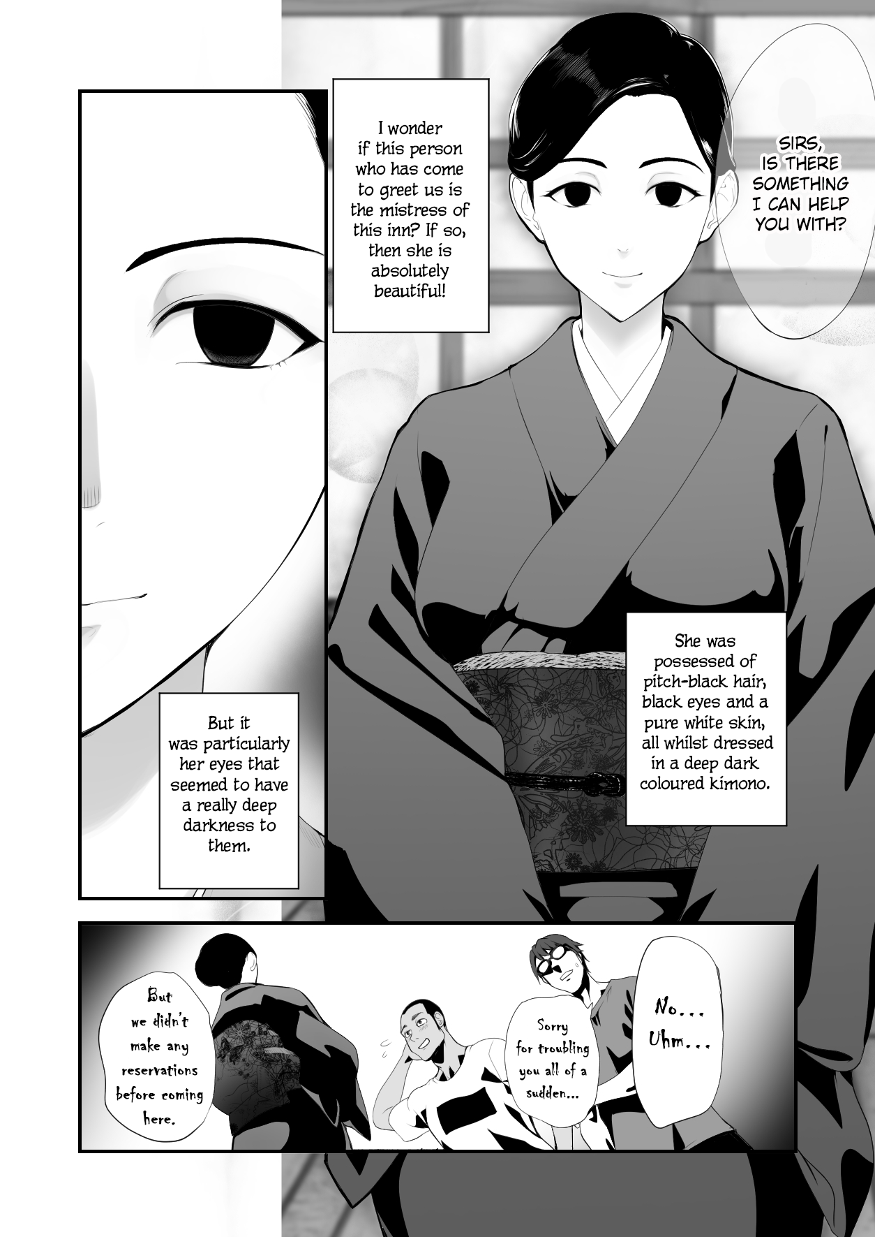 [Pink Sakuhin Okiba (Pink Taro)]Hairyokan de no Ero Kyoufu Taiken | A Terrifying Erotic Experience at an Abandoned Inn[English] [LoF] Page 4