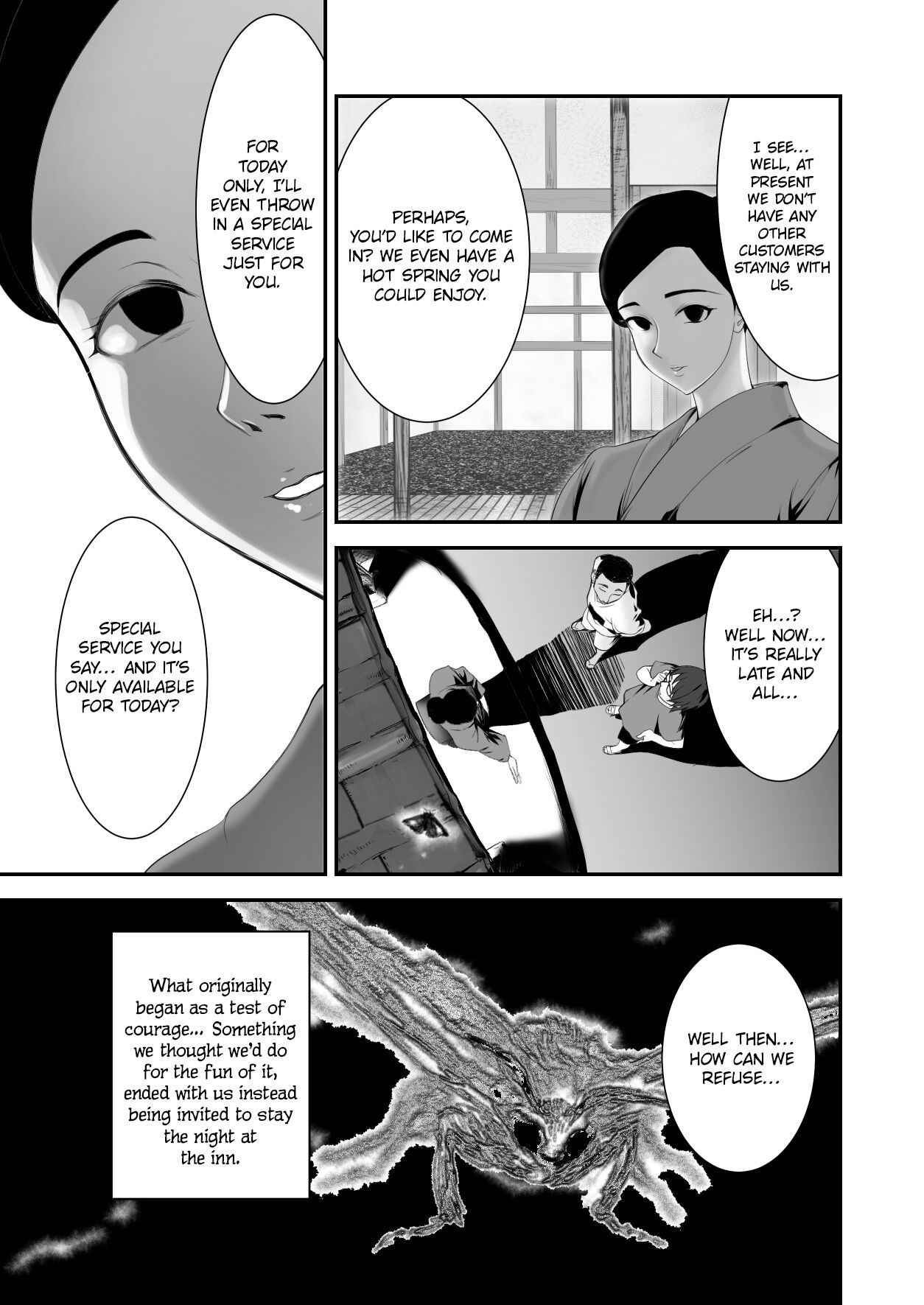 [Pink Sakuhin Okiba (Pink Taro)]Hairyokan de no Ero Kyoufu Taiken | A Terrifying Erotic Experience at an Abandoned Inn[English] [LoF] Page 5