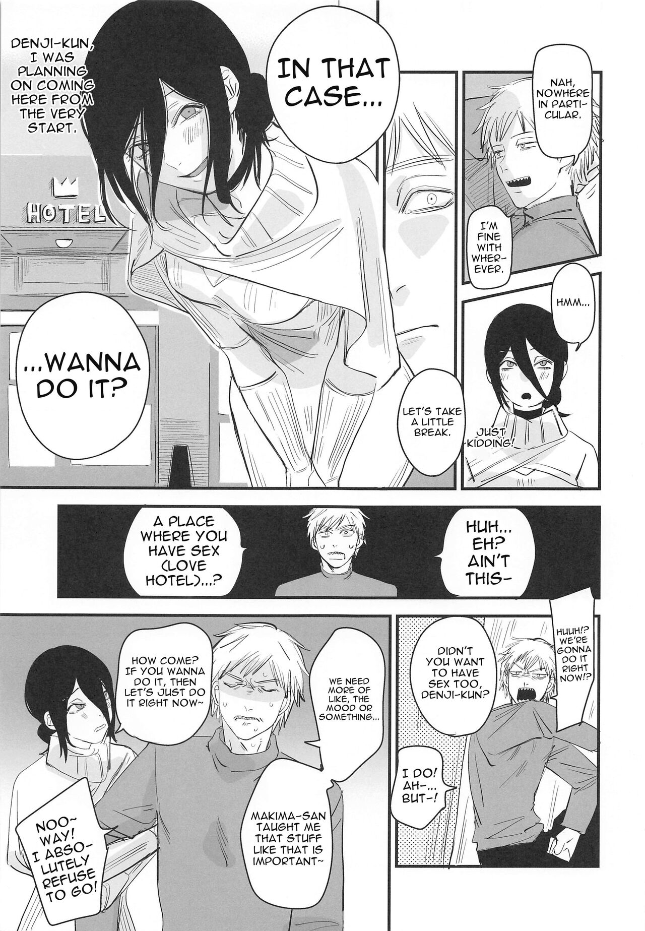 (C101) [OnikuShop (Onikuya)]Denji-kun, Chotto Kyuukei Shimasen ka? | Why Don't We Take a Break, Denji?(Chainsaw Man) [English] {Doujins.com} Page 4