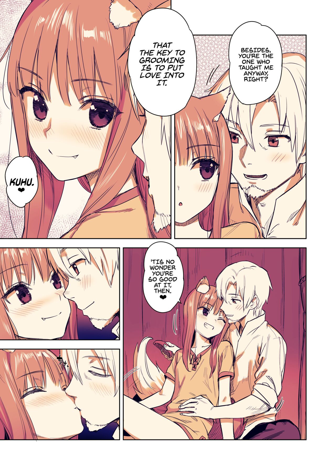 [Ajisaidenden (Kawakami Rokkaku, Takanashi Rei)]Wacchi to Shippori Kezukuroi Hon | Affectionate Grooming With Me(Spice and Wolf) [English] [Von] [Decensored] [Digital] Page 4