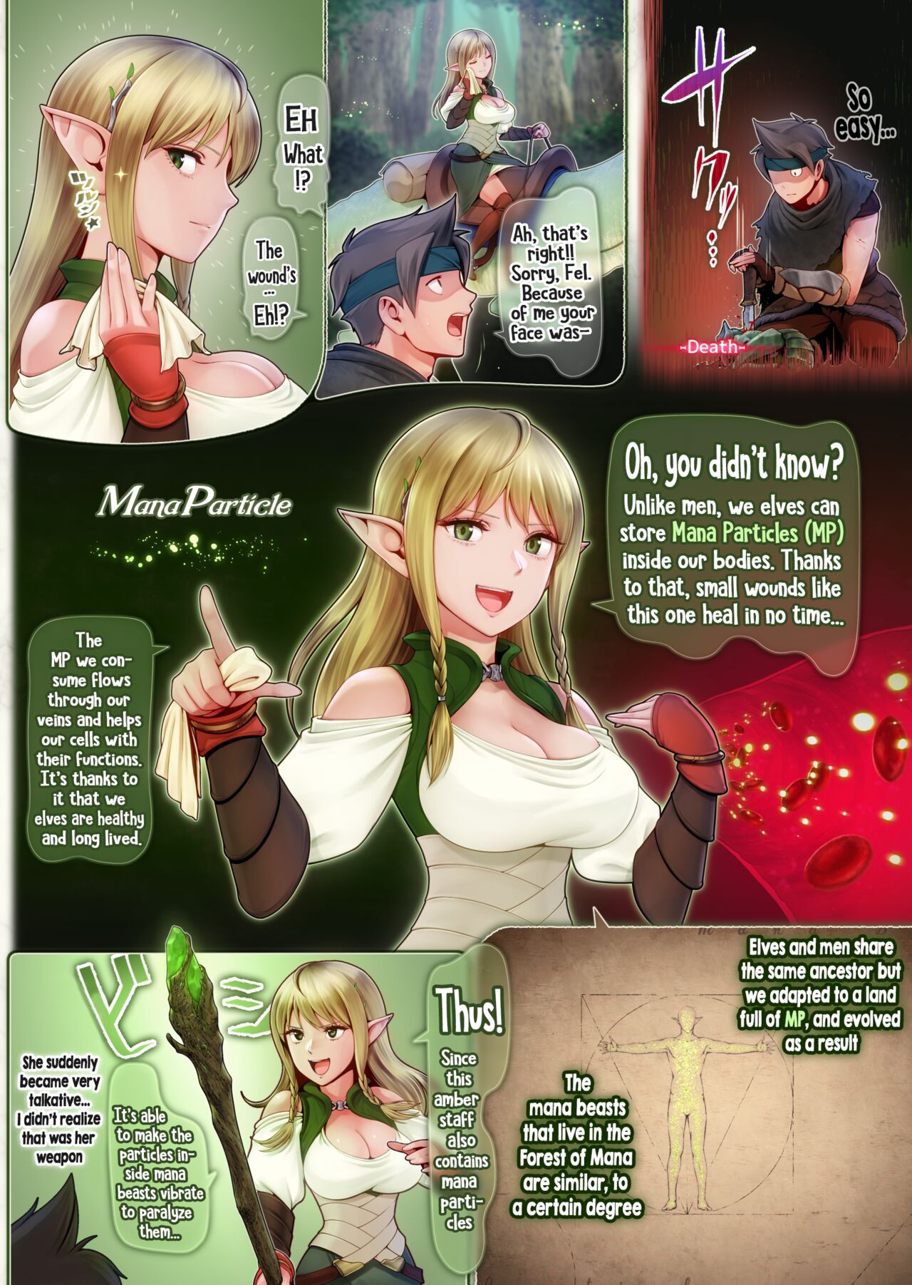 [Horiishi Horuto]Fel to Mana no Mori -Taieki de Tairyoku Kaifuku sasetekureru Bakunyuu Healer Elf- | Fel and the Forest of Mana -The big titty elf healer recovers my stamina with her bodily fluids-[English] Page 12