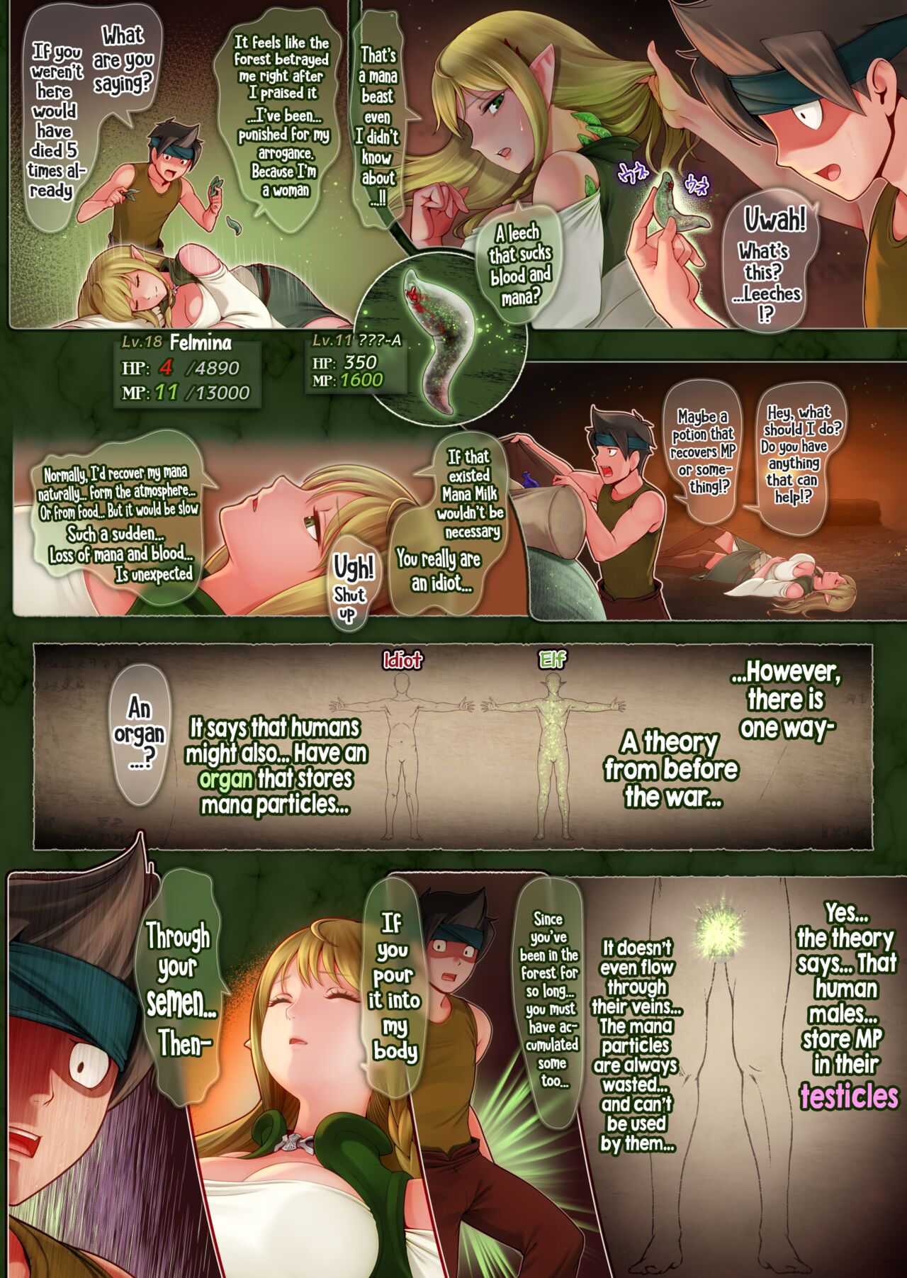 [Horiishi Horuto]Fel to Mana no Mori -Taieki de Tairyoku Kaifuku sasetekureru Bakunyuu Healer Elf- | Fel and the Forest of Mana -The big titty elf healer recovers my stamina with her bodily fluids-[English] Page 22
