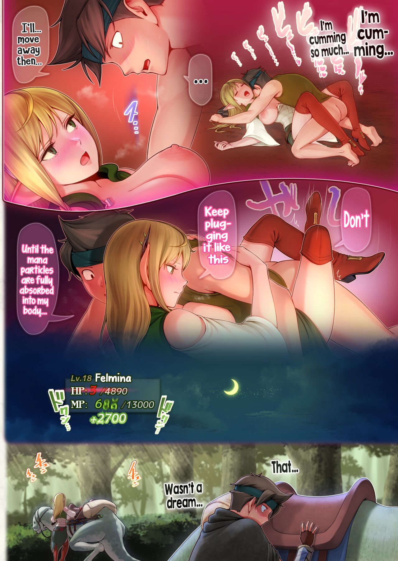 [Horiishi Horuto]Fel to Mana no Mori -Taieki de Tairyoku Kaifuku sasetekureru Bakunyuu Healer Elf- | Fel and the Forest of Mana -The big titty elf healer recovers my stamina with her bodily fluids-[English] Page 29
