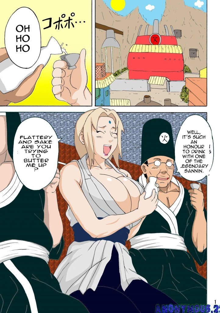 (C80) [Naruho-dou (Naruhodo)]Tsunade no Insettai | Tsunade's Lewd Reception-Party(Naruto) [English] [doujin-moe.us][Colorized] Page 2
