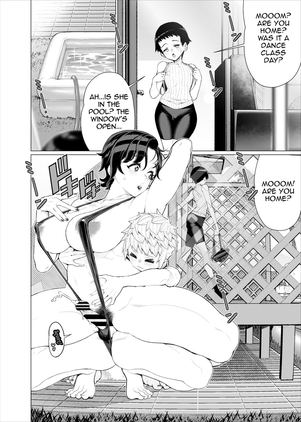 [Minamida Usuke]Tomodachi no Mama no Slingshot!~ Zetsurin Shota ga Ero Mizugi Mama to Zetchou Yagai SEX suru Hanashi ~[English] {Doujins.com} Page 35