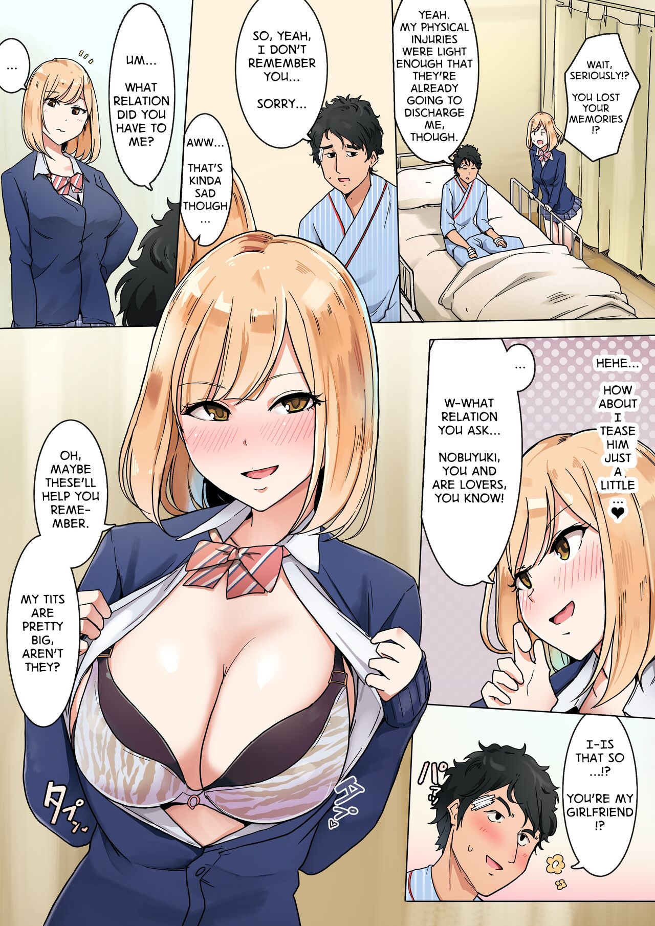[Wakamatsu]Kioku Soushitsu ni Natta Otoko Tomodachi ni Kanojo no Furi shichau Onnanoko no Hanashi | A Girl Pretending to be the Girlfriend of Her Friend Who Lost His Memories[English] Page 1