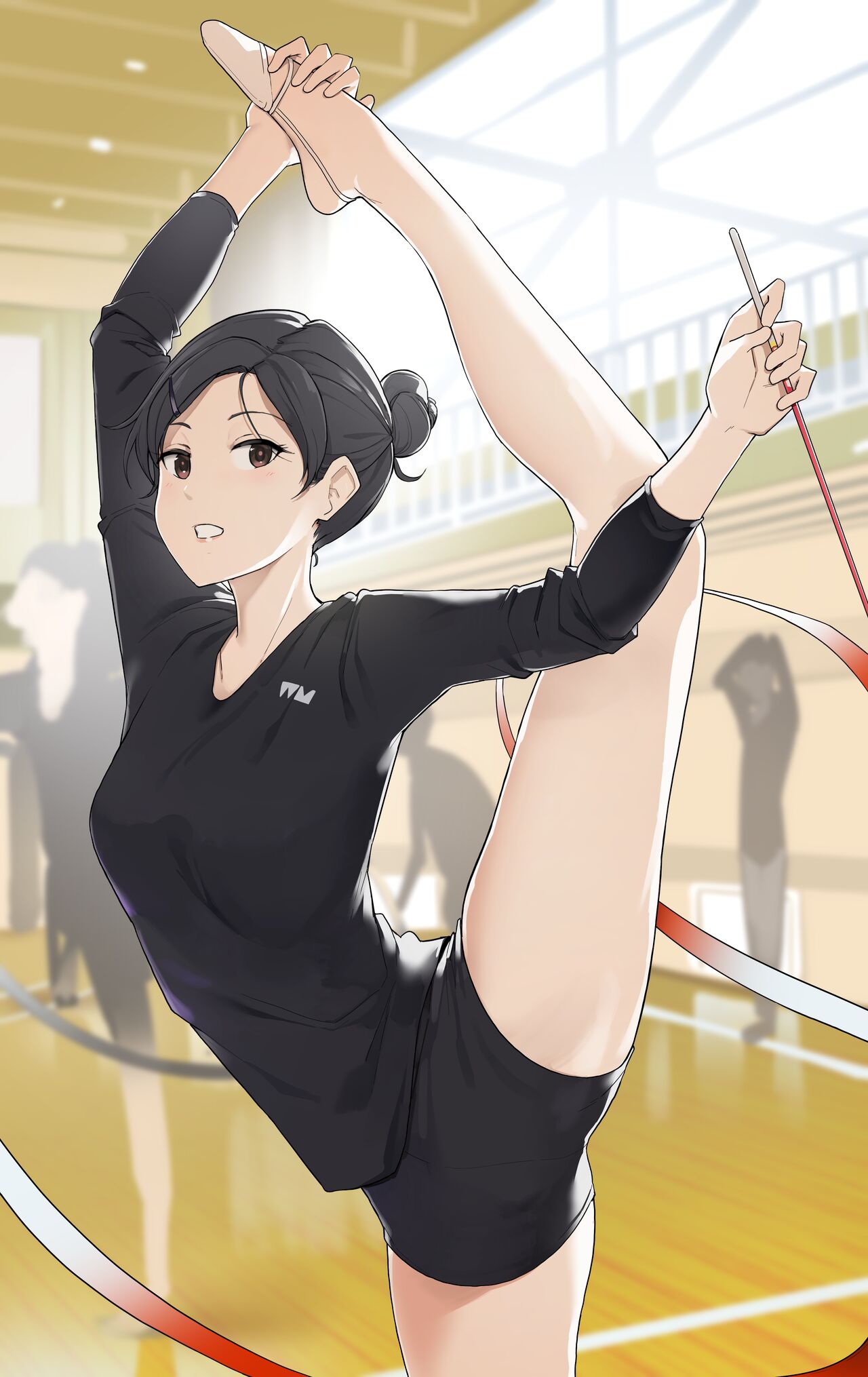 [Wakamatsu]Shintaisou Circle Joshi ga Kansetsu Kadouiki Meippai Tsukatte H suru Hanashi | The Rhythmic Gymnastics Girl Making Full Use of Her Flexibility During Sex[English] Page 1