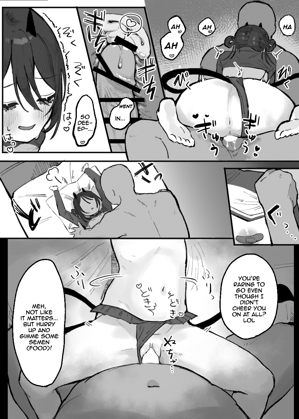 [Oyogi]Hinnyuu de Kahanshin Dekai Succubus ni Ouen Saretari Baka ni Sare Sarenagara Ecchi Suru Hanashi. | Fucking a Small-Breasted, Big-Assed Succubus While She Cheers Me On and Makes Fun of Me[English] {Doujins.com} Page 8