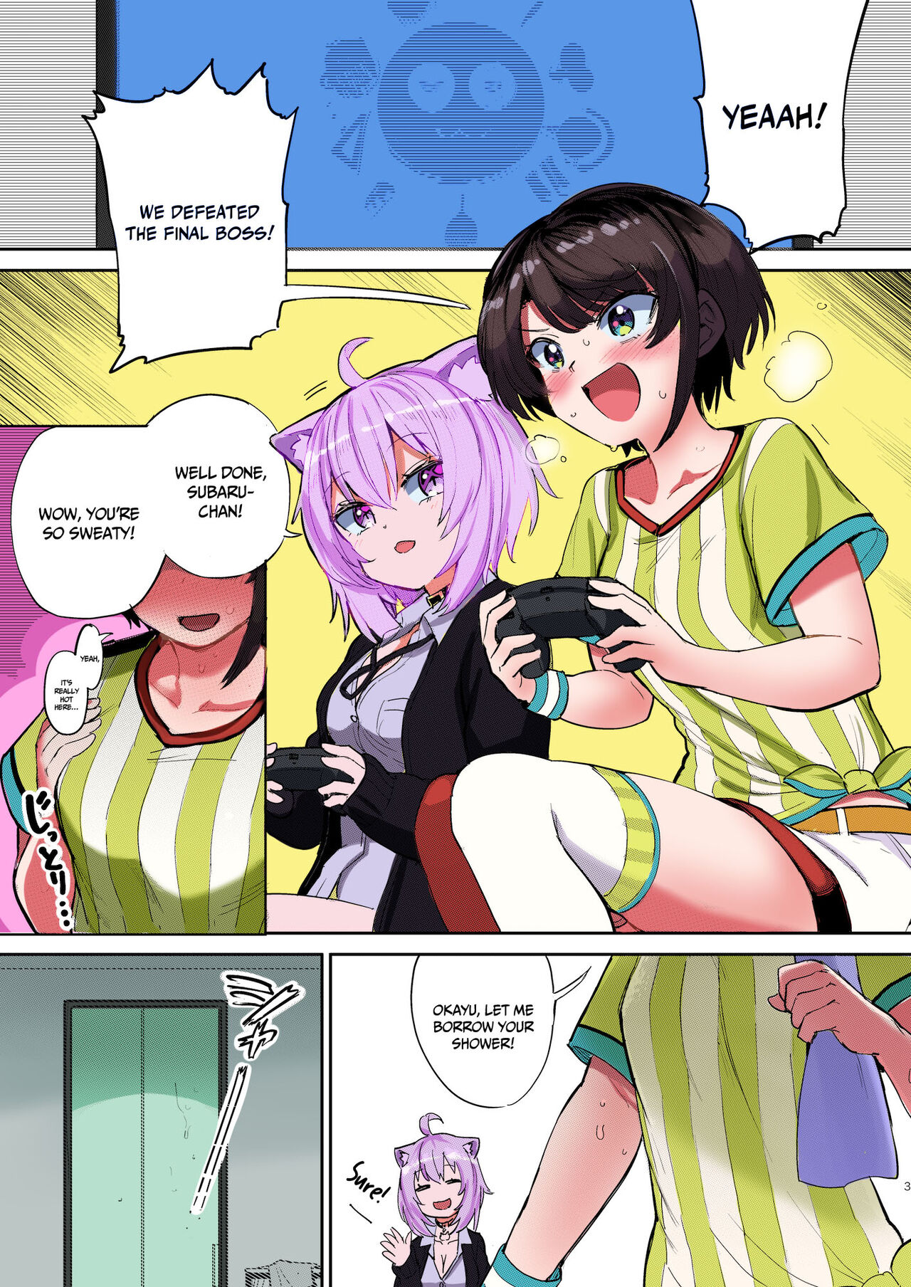 [Yakitate Jamaica A (Aomushi)]Hatsujou Kiken Chitai | Sexual Excitement Danger Zone(Oozora Subaru, Nekomata Okayu) [English] {Doujins.com} [Colorized] [Decensored] [Digital] Page 2