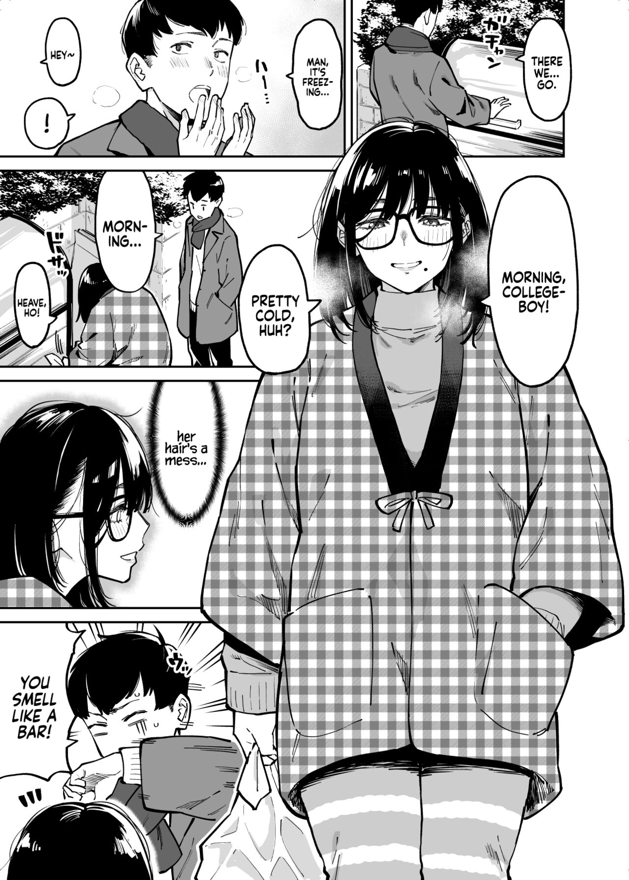 [Uchuusen Shoujigou (Shouji Nigou)]Otonari no Darashina Onee-san ni Nagusamerareru Hanashi | Comforted by the Sloppy Girl Next Door[English] [Coffedrug] Page 3