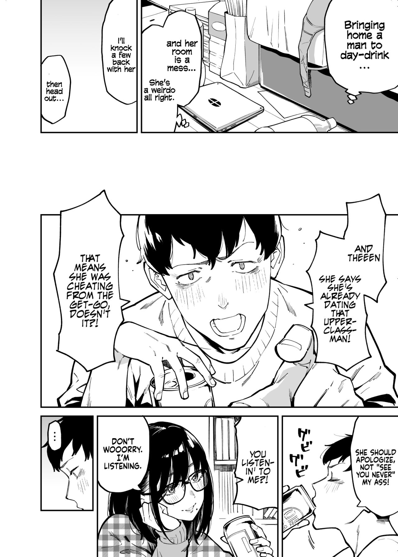 [Uchuusen Shoujigou (Shouji Nigou)]Otonari no Darashina Onee-san ni Nagusamerareru Hanashi | Comforted by the Sloppy Girl Next Door[English] [Coffedrug] Page 8