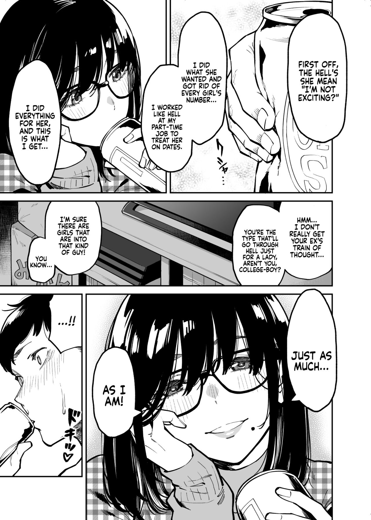 [Uchuusen Shoujigou (Shouji Nigou)]Otonari no Darashina Onee-san ni Nagusamerareru Hanashi | Comforted by the Sloppy Girl Next Door[English] [Coffedrug] Page 9