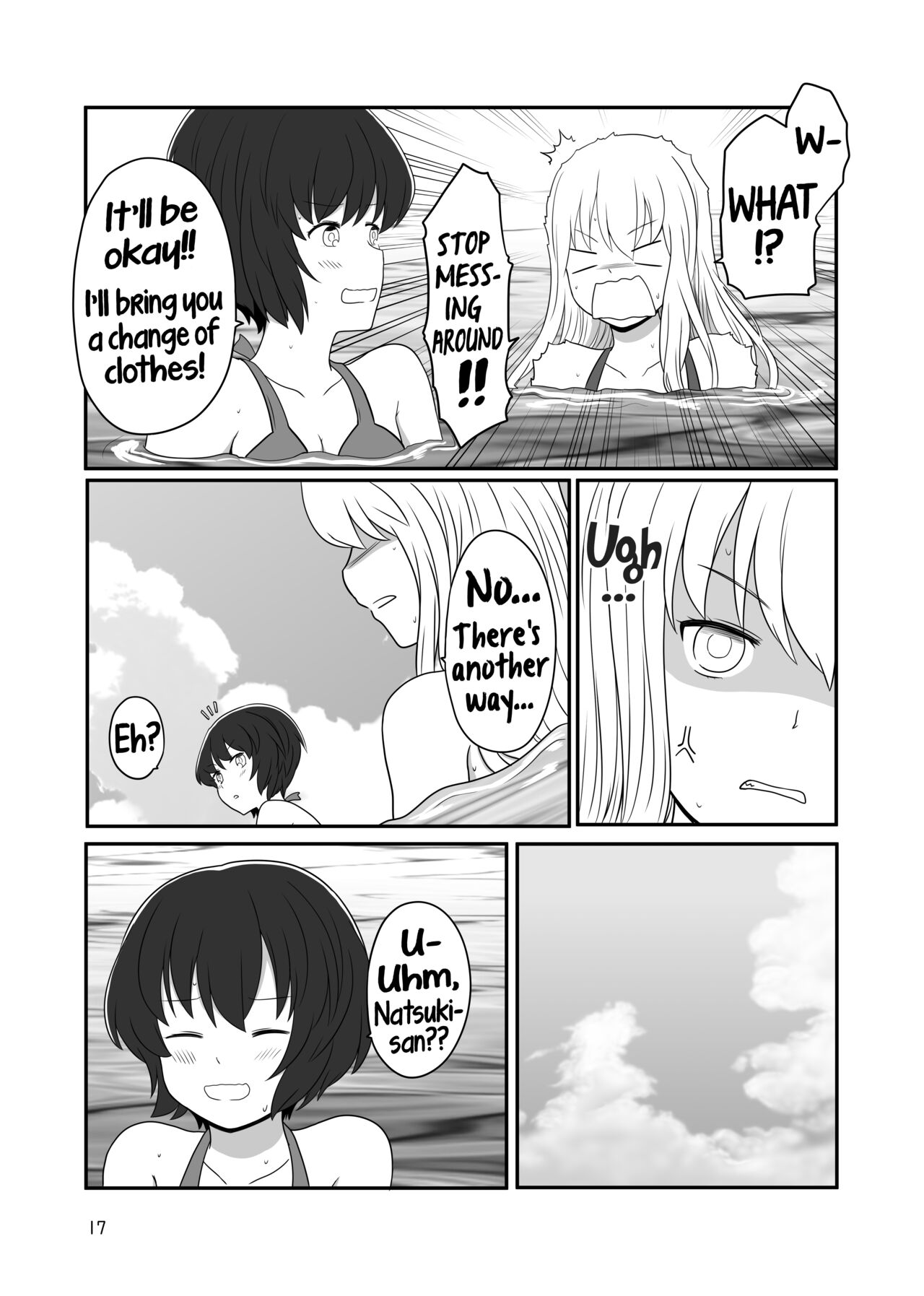 [Kurosawa Karura]Umi de Roshutsu Play Shichau Yuriple | A yuri couple does exhibitionism at the beach[English] Page 16