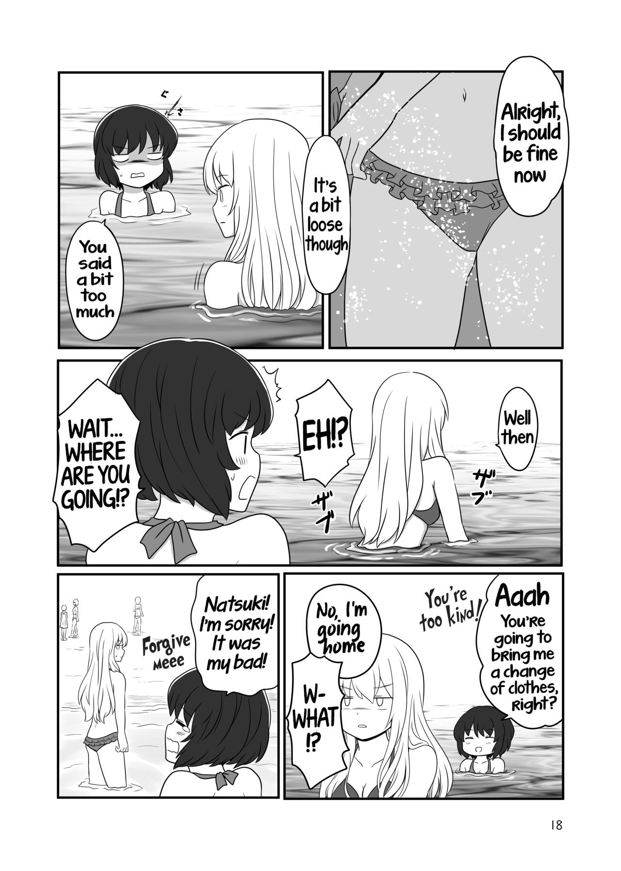 [Kurosawa Karura]Umi de Roshutsu Play Shichau Yuriple | A yuri couple does exhibitionism at the beach[English] Page 17