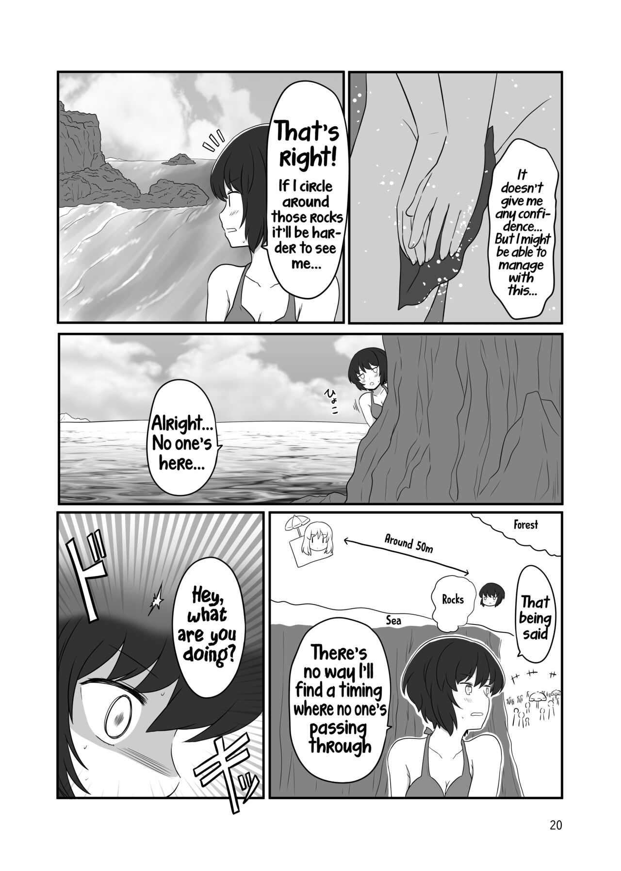 [Kurosawa Karura]Umi de Roshutsu Play Shichau Yuriple | A yuri couple does exhibitionism at the beach[English] Page 19