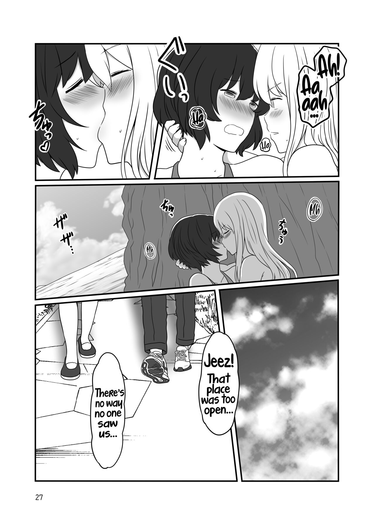 [Kurosawa Karura]Umi de Roshutsu Play Shichau Yuriple | A yuri couple does exhibitionism at the beach[English] Page 26
