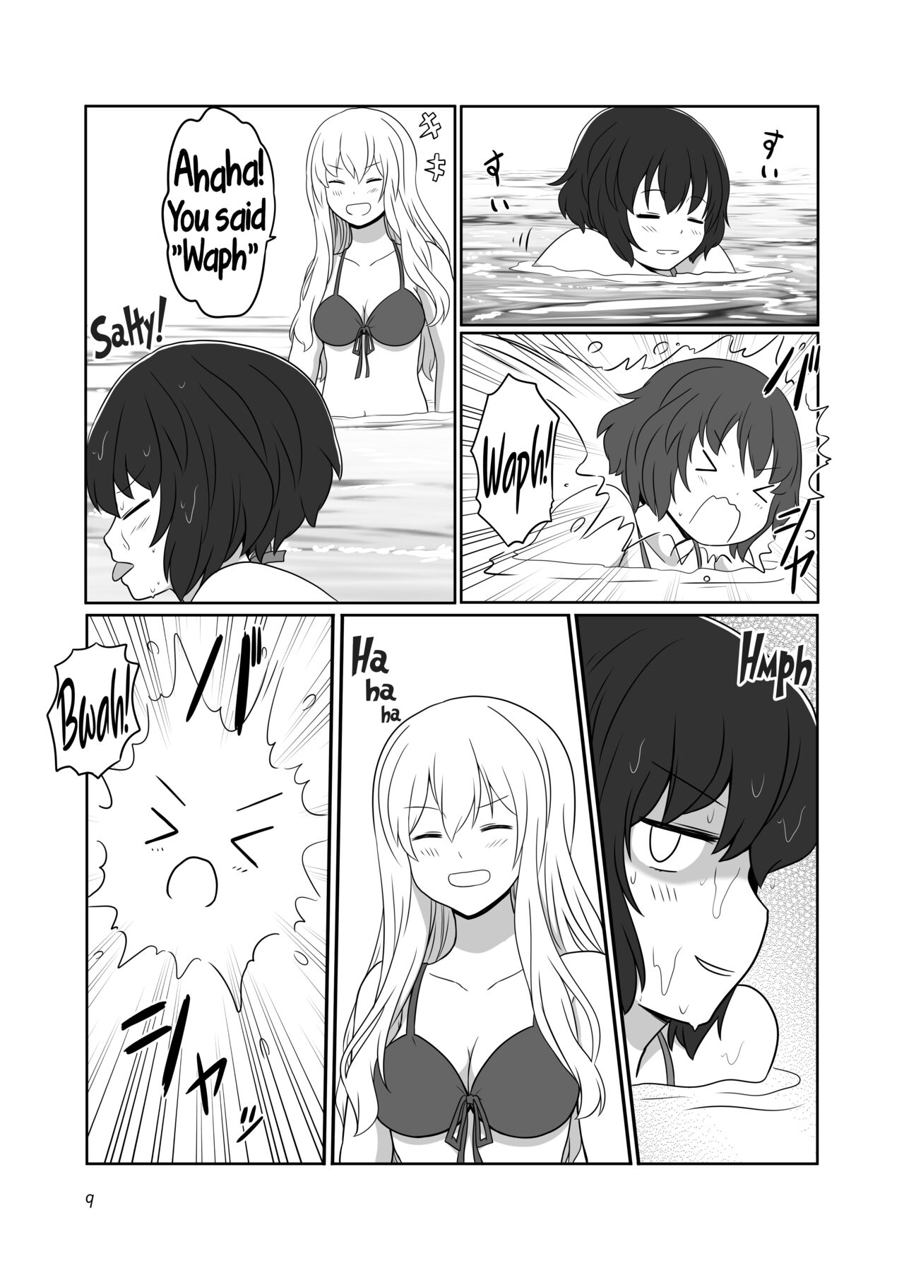 [Kurosawa Karura]Umi de Roshutsu Play Shichau Yuriple | A yuri couple does exhibitionism at the beach[English] Page 8