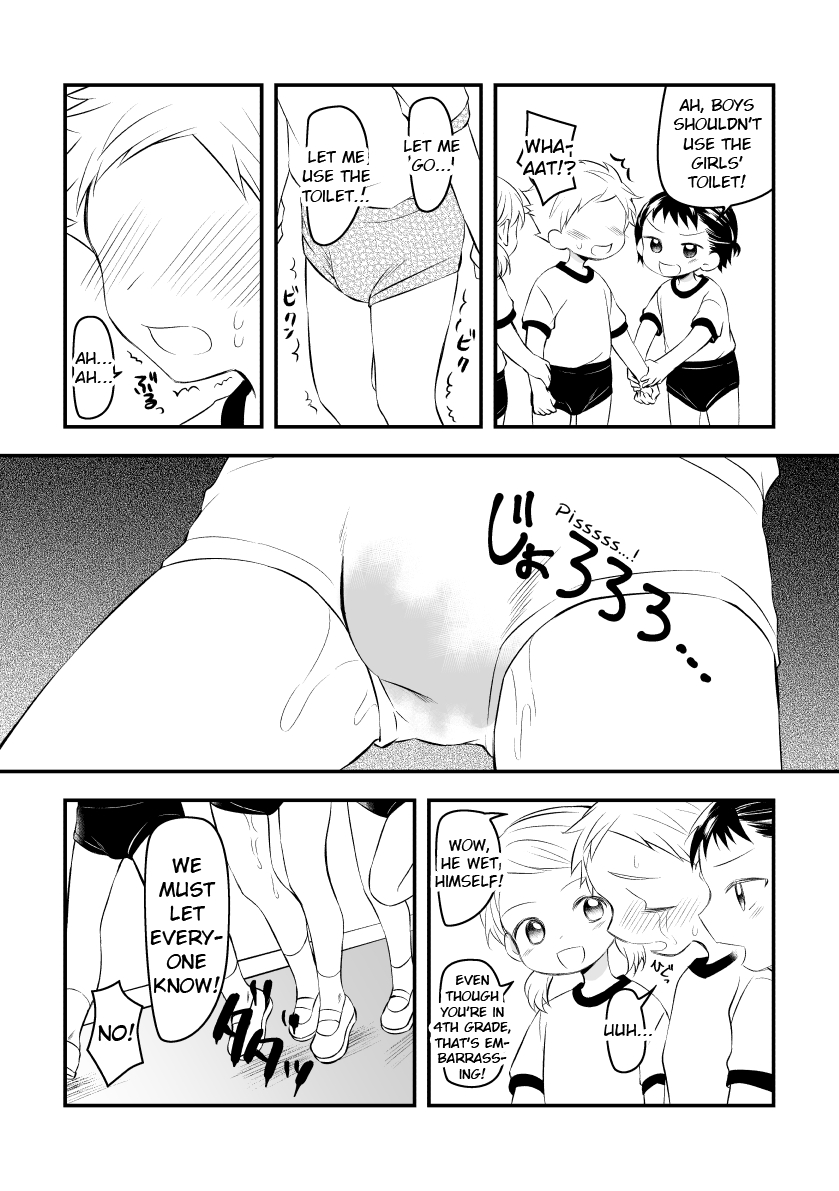 [Hirota Shimaguni]Joshi kara Danshi Toilet ni Ikasete Moraezu Omorashi Shichau | Girls Wouldn't Let Me Use the Boys Toilet So I Wet My Pants[English] {Chin²} Page 4