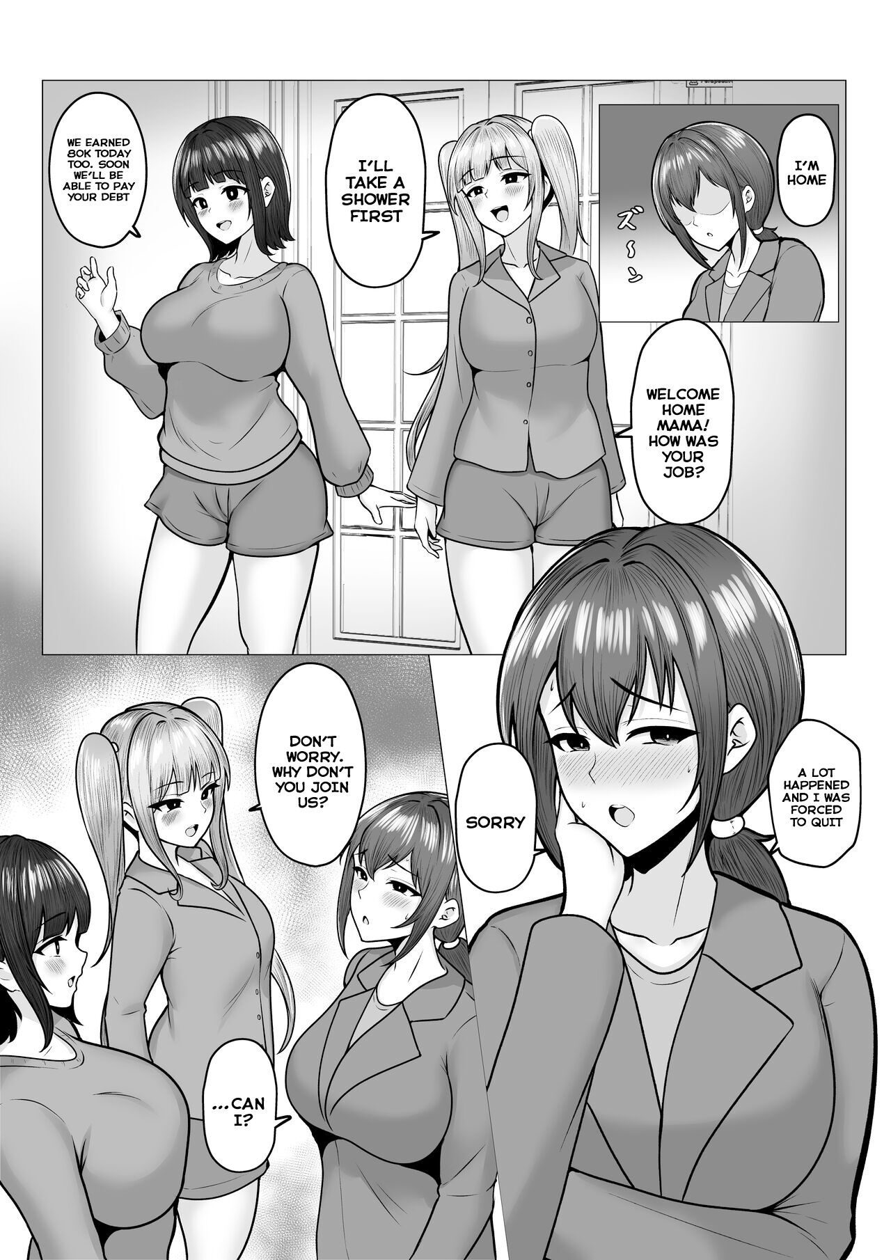 [Nekomimi to Kuro Mask (cielo)]Watashi-tachi JK Shimai wa Mama to Issho ni Papakatsu Shitemasu[English] [SquigglesJP] Page 37