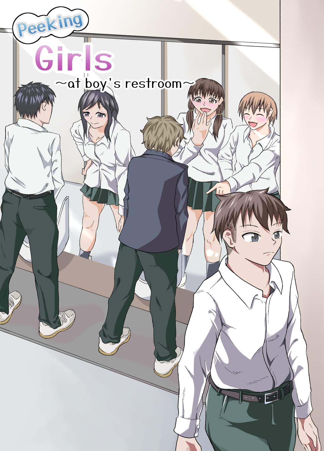 [NippatsuKokuhou (Kaneko Ken)]Nozoki Miru Joshi-tachi ~Danshi Toilet Hen~ | Peeking girls at boy's restrooms[English] Page 1