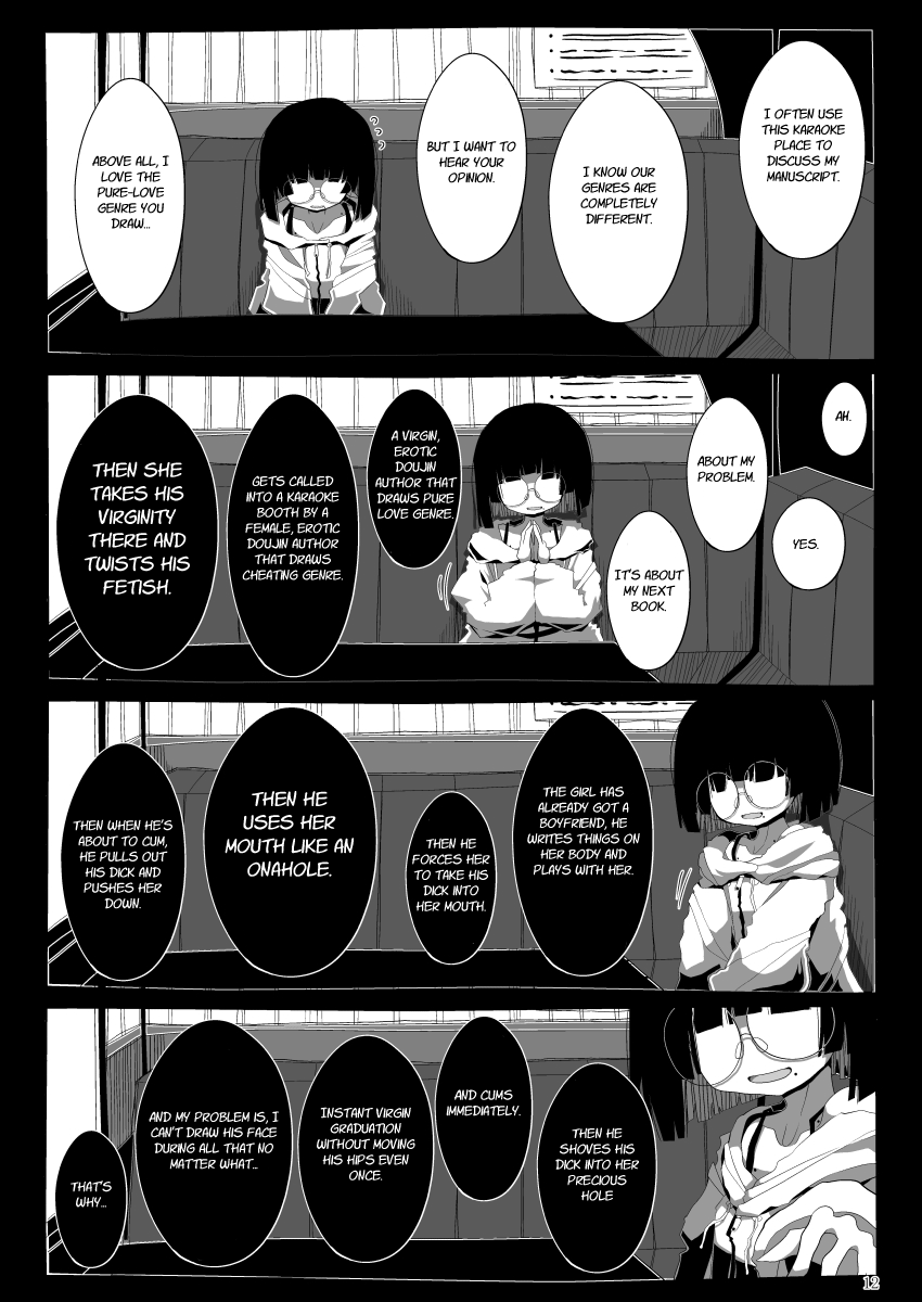 [Seken no Katasumi (Kaeruyama Yoshitaka)]Jimi de Otonashisou ni Miete Doutei wo Taberu no ga Shumi no Warui Onna no Ko Doujin Sakka-chan ni Seiheki wo Dame ni Sareru Douteikuntachi no Hanashi[English] Page 11