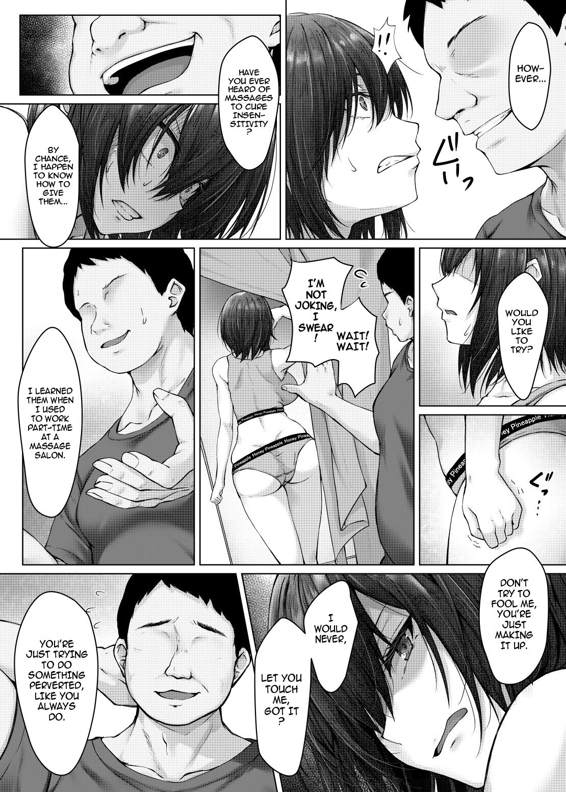 [Hachimitsu Joystick (Sui-en)]Kareshi ja Ikenai Kyonyuu Meikko, Dai Kirai na Oji-san no Sei Kaihatsu Massage ni Ochiru | A Niece with Huge Tits who can't Cum with her Boyfriend Falls For her Hated Uncle's Sex Development Massage[English] Page 10