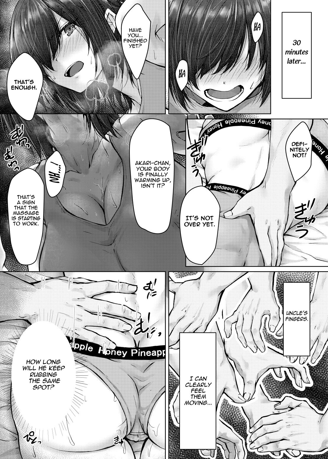 [Hachimitsu Joystick (Sui-en)]Kareshi ja Ikenai Kyonyuu Meikko, Dai Kirai na Oji-san no Sei Kaihatsu Massage ni Ochiru | A Niece with Huge Tits who can't Cum with her Boyfriend Falls For her Hated Uncle's Sex Development Massage[English] Page 15