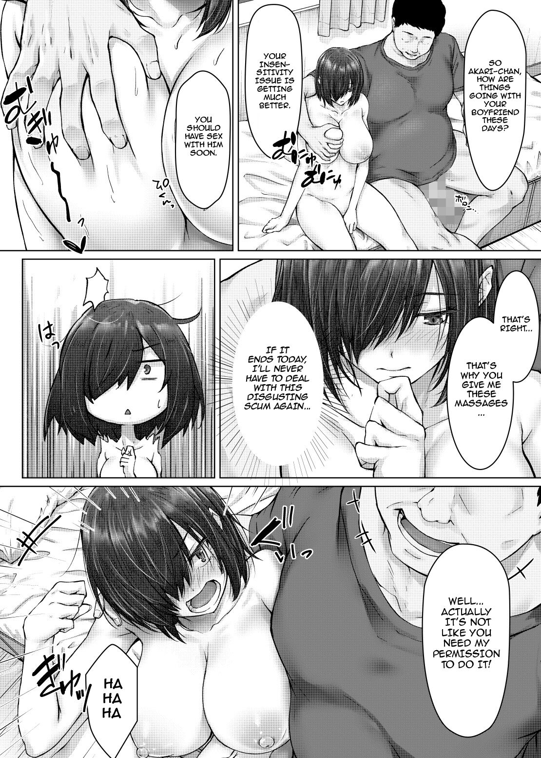 [Hachimitsu Joystick (Sui-en)]Kareshi ja Ikenai Kyonyuu Meikko, Dai Kirai na Oji-san no Sei Kaihatsu Massage ni Ochiru | A Niece with Huge Tits who can't Cum with her Boyfriend Falls For her Hated Uncle's Sex Development Massage[English] Page 36