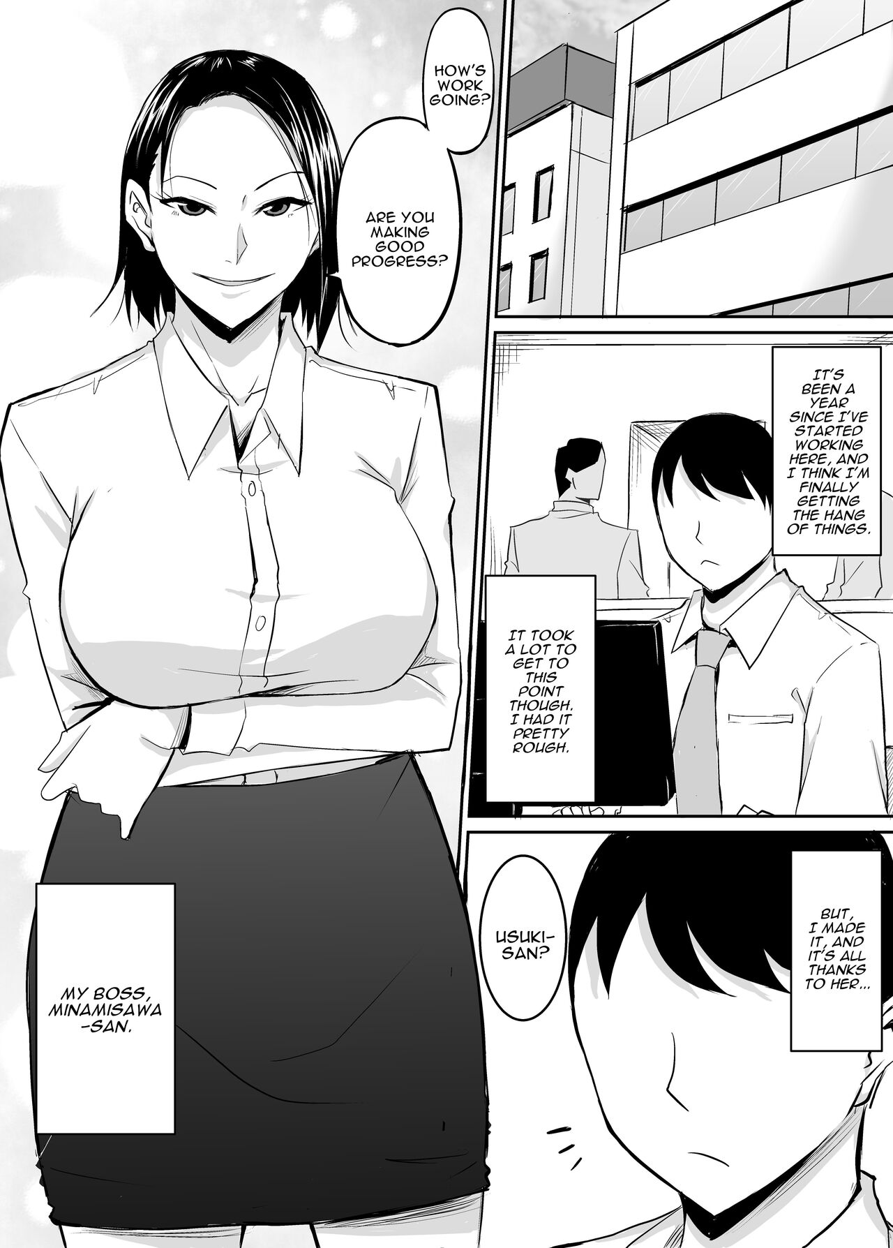 [Kinukazu Koubou (Kinuzuka Kazuki)]Akogare no Onna Joushi ga Douryou no Charao ni Otosareru Hanashi | The Boss I Have a Crush on was Corrupted by a Playboy[English] [Darg777 Translations] Page 2