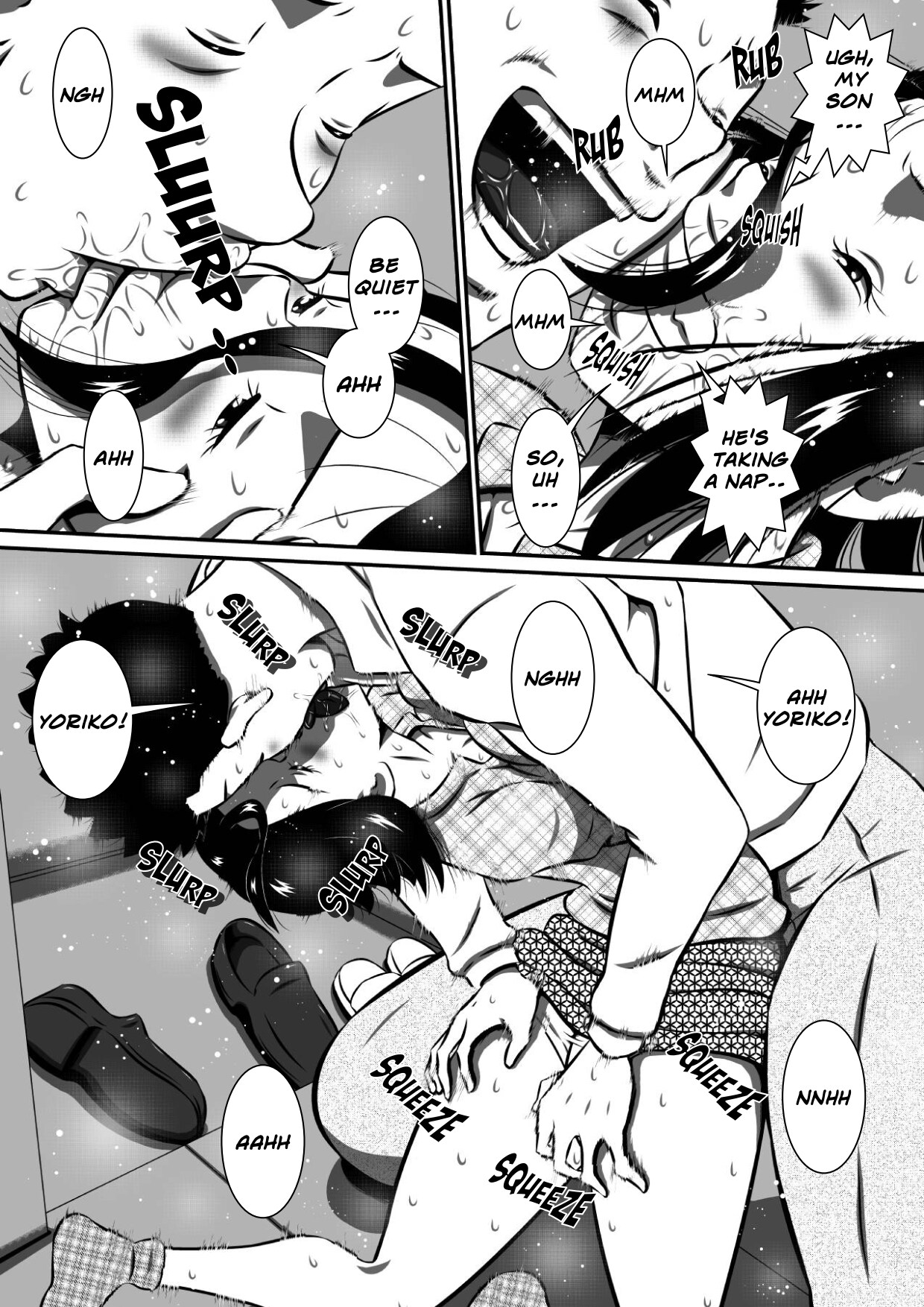 [Milkdou Shoukai (Milk Koubou)]Musuko (Boku) no Kyokon (Asoko) ga Okaa-san no Inbu (Asoko) o Tsuranuku Hi! Hitozuma, Yoriko no Midara na Mainichi... | My Son's Big Cock Is For His Mother[English] Page 8