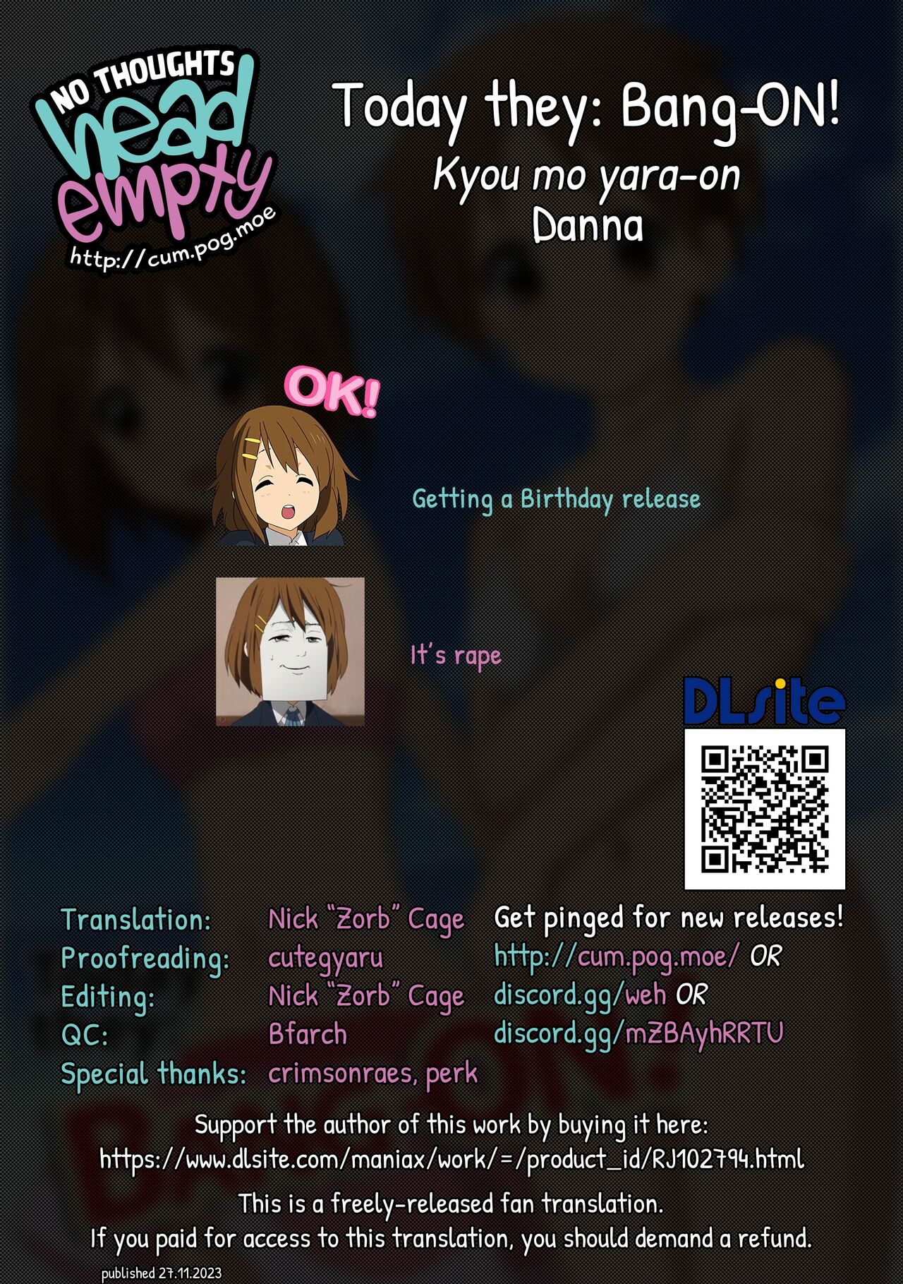 [Danna]Kyou mo Yaraon! | Today they: Bang-ON!(K-ON!) [English] [head empty] [Digital] Page 37