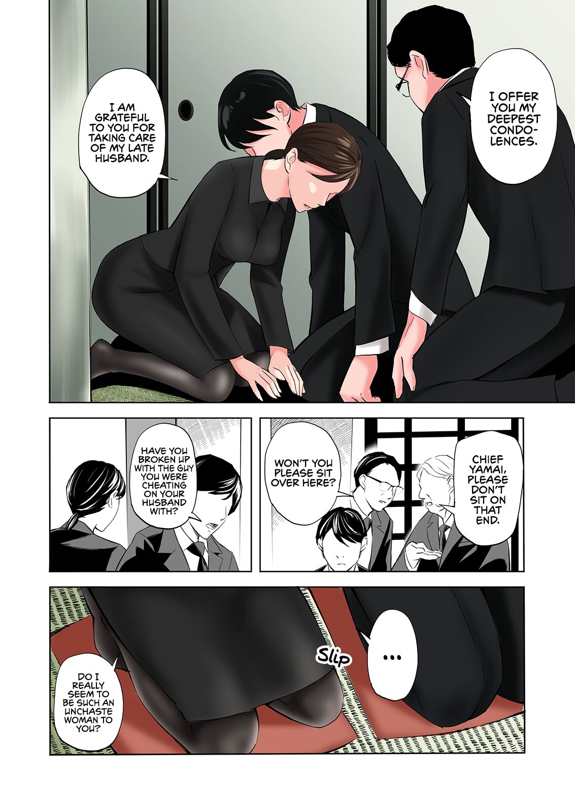 [Gomikasu Tarou]Mofuku Miboujin no Erohon desu | This is a Fap Book ft. a widow in her mourning dress[English] [Fap It Scans] Page 12