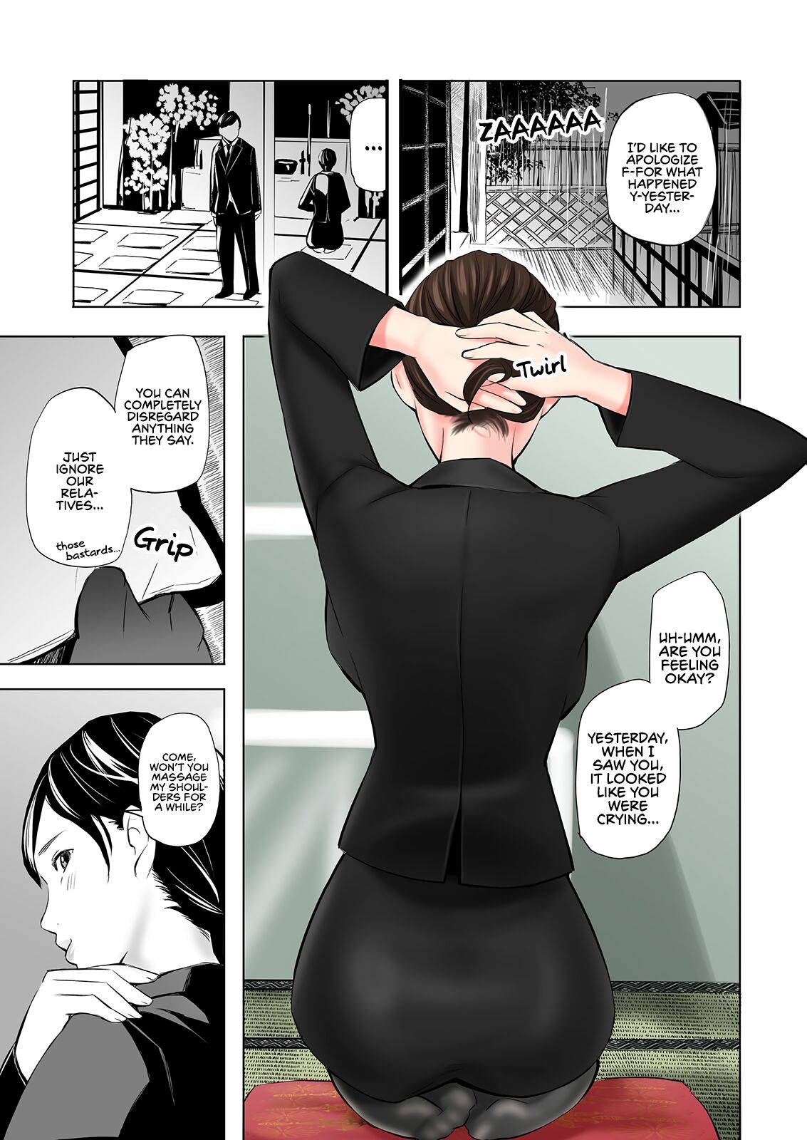 [Gomikasu Tarou]Mofuku Miboujin no Erohon desu | This is a Fap Book ft. a widow in her mourning dress[English] [Fap It Scans] Page 9