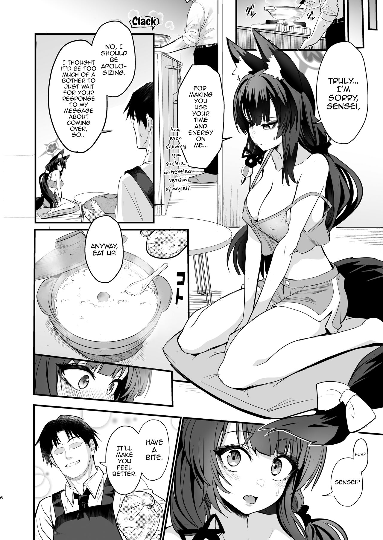 [Yamitsuki Honpo (Wise Speak)]Wakamo-san, sore Kaze desu. - You are get a fever WAKAMO.  | Wakamo-san, That's a Cold.(Blue Archive) [English] [Digital] Page 5