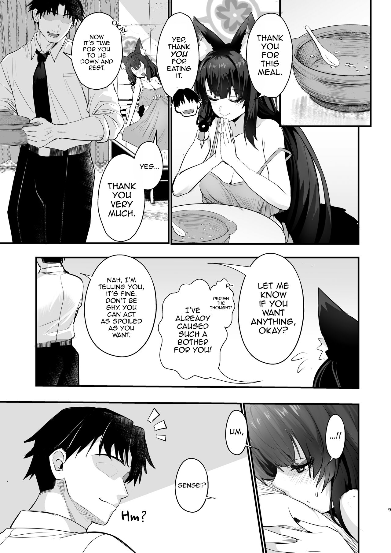 [Yamitsuki Honpo (Wise Speak)]Wakamo-san, sore Kaze desu. - You are get a fever WAKAMO.  | Wakamo-san, That's a Cold.(Blue Archive) [English] [Digital] Page 8
