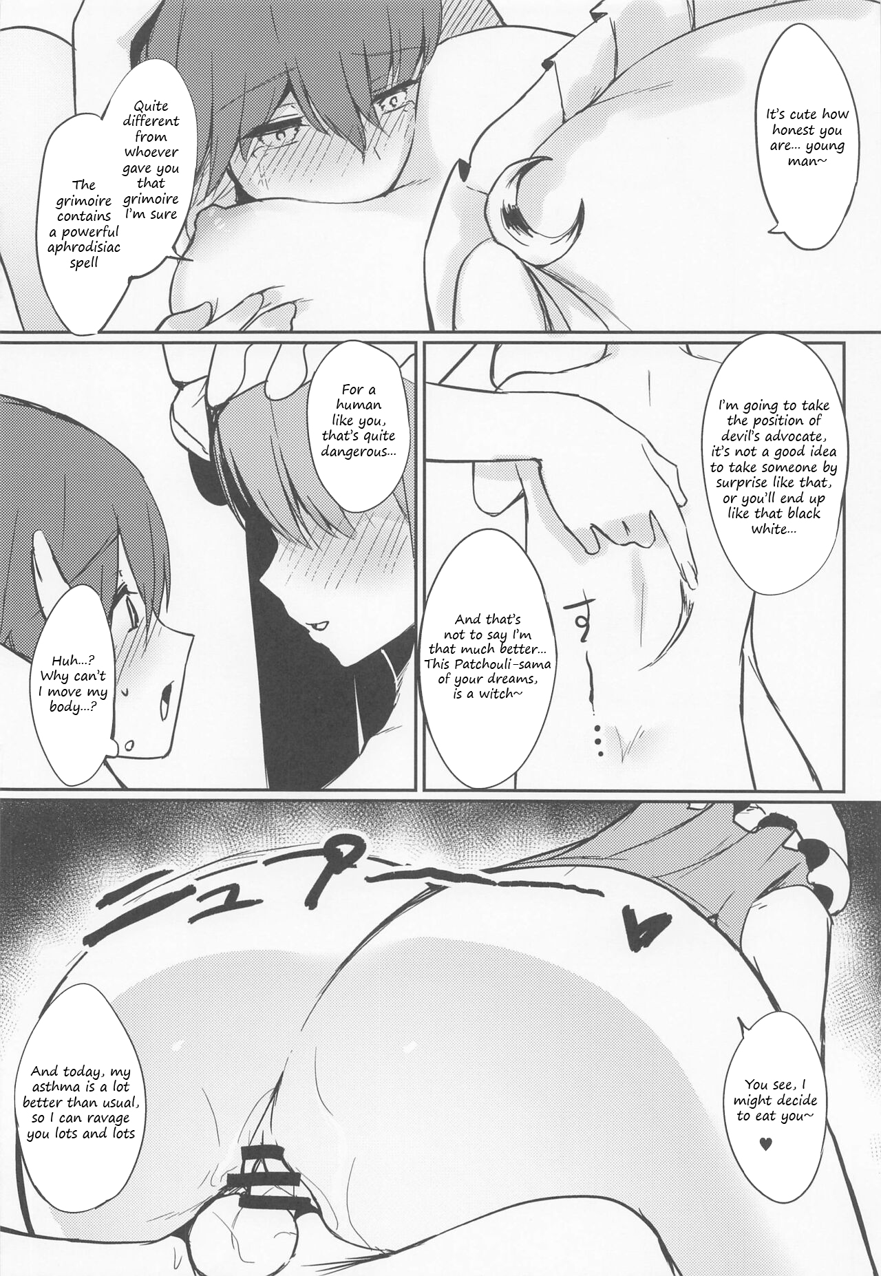 (Reitaisai 19) [ALBANOTE (ALBA)]Patchouli-sama ni Omoi o Tsutaetara Osowareta Hanashi | The story of how I was raped by Patchouli when I confessed my feelings to her(Touhou Project) [English] Page 13