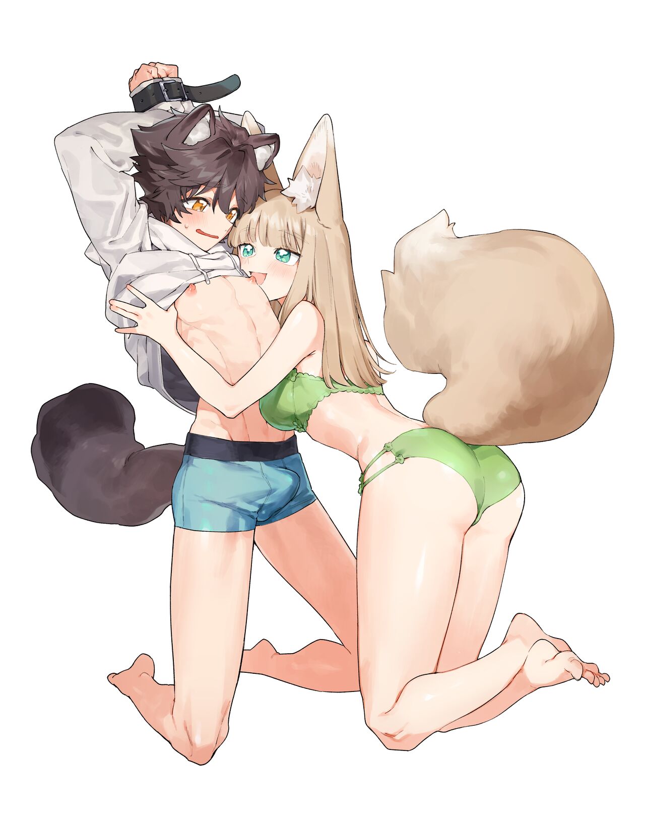 [pink carrot (usachanGET)]Otoko ga Uke - Kitsune-chan X Tanuki-kun | ♂ ga uke. Kitsune-chan × tanuki-kun[English] [Tabunne Scans] [Digital] Page 82