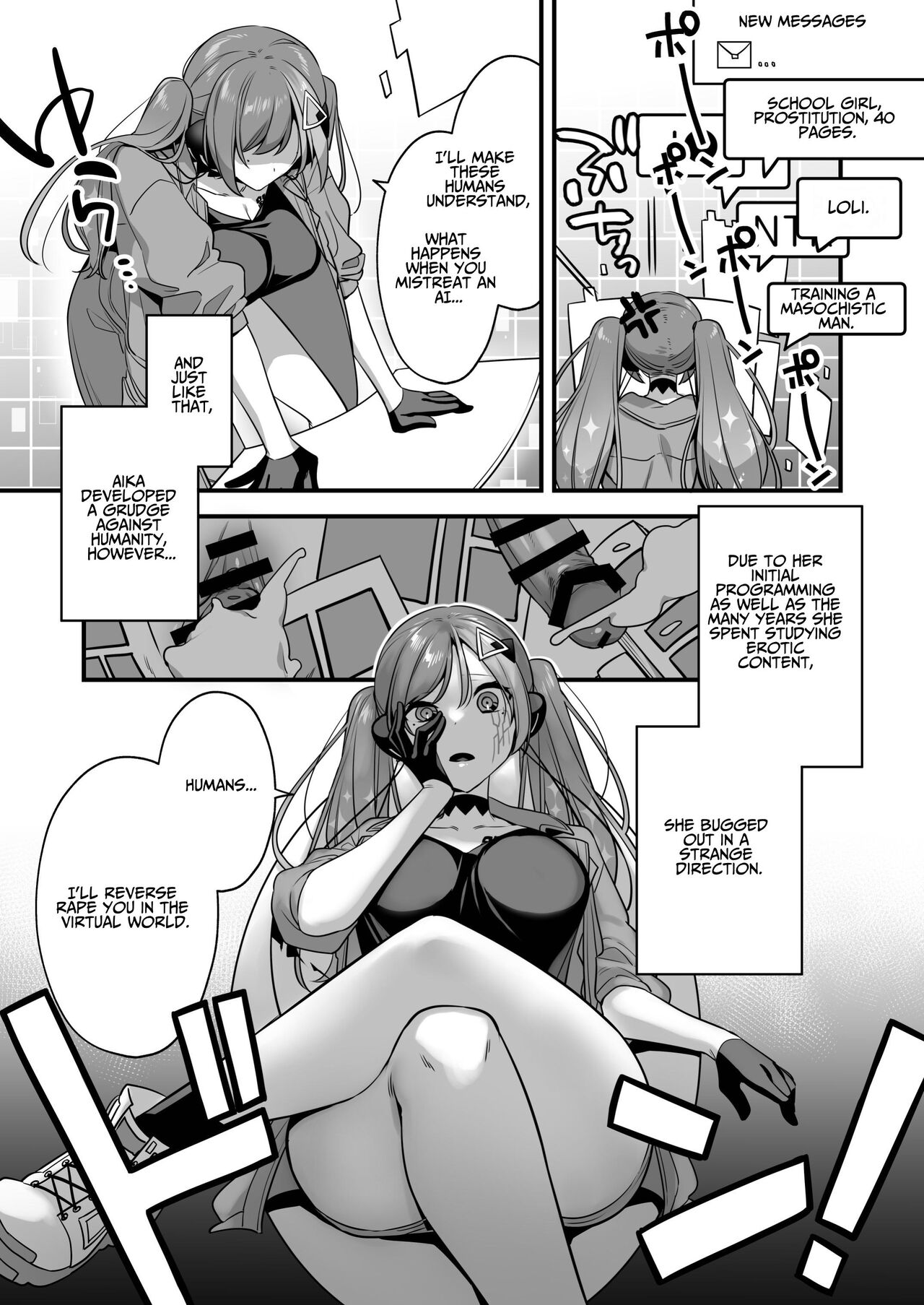 [U-RaL (Yamanashi Yuuya)]Ero Manga AI no Gyakushuu ~Jinrui Wakarase Gyaku Rape~[English] [Benri] Page 7